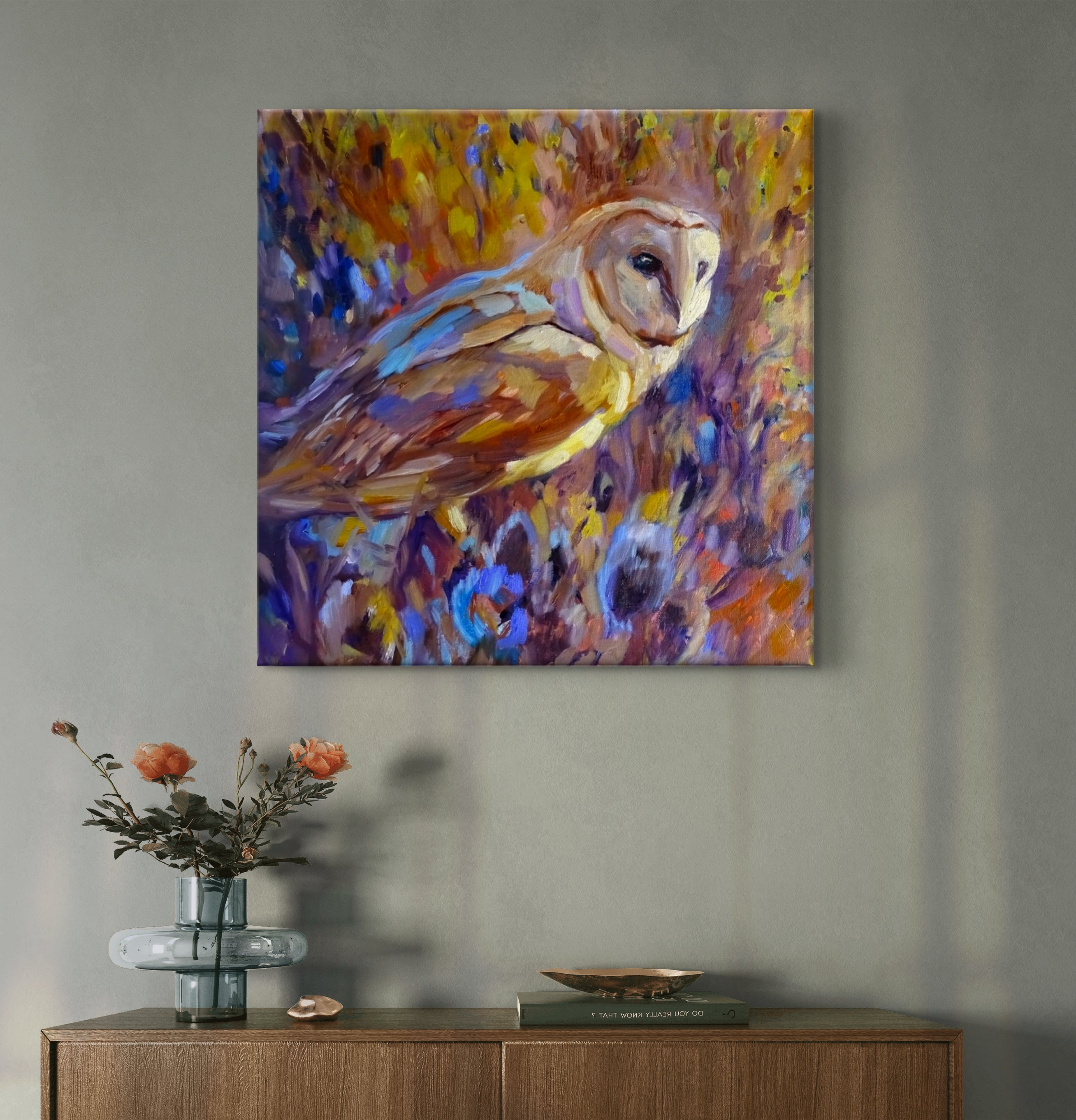 Barn Owl and Teazels Canvas