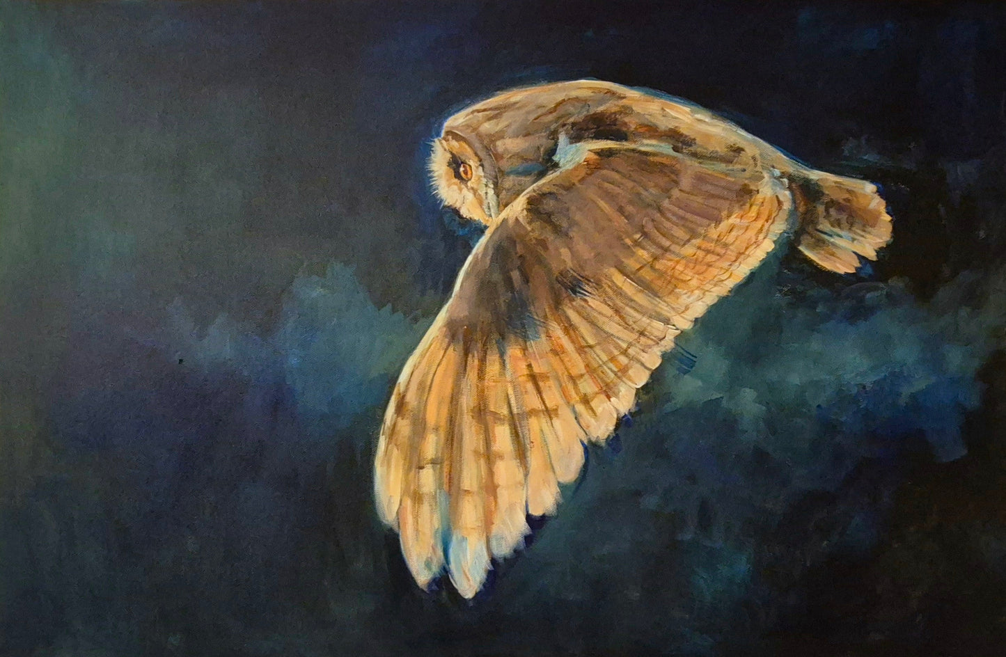 Sold**  'Night Hunter' - Original Owl Painting - 50 x 80 cm