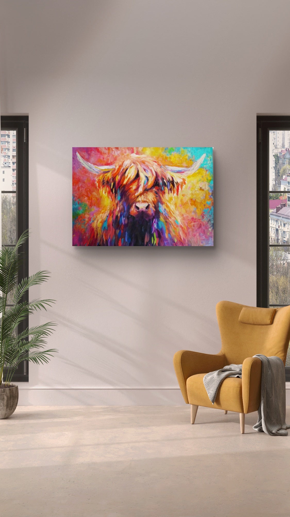 "Aviemore" Original Highland Cow Oil Painting 40 x 30"/80 x 100 cm