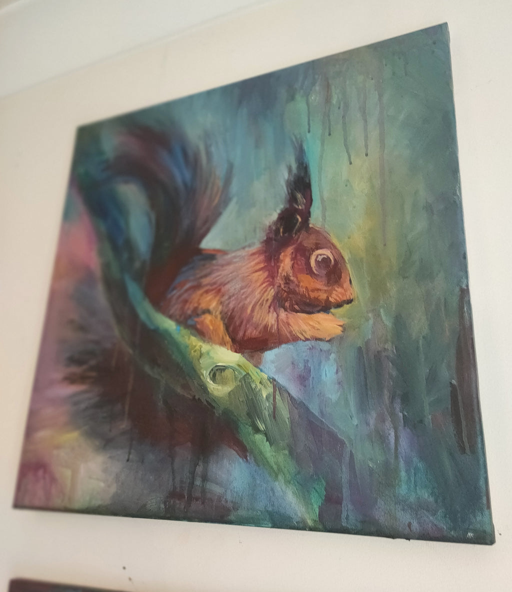 'Pippin' - Original Squirrel Painting 50 x 50 cm/ 20 x 20"