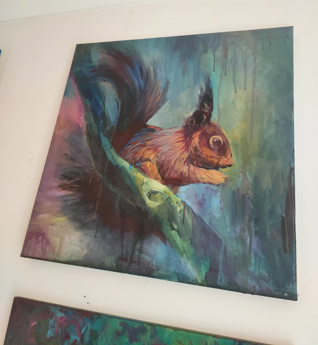 'Pippin' - Original Squirrel Painting 50 x 50 cm/ 20 x 20"