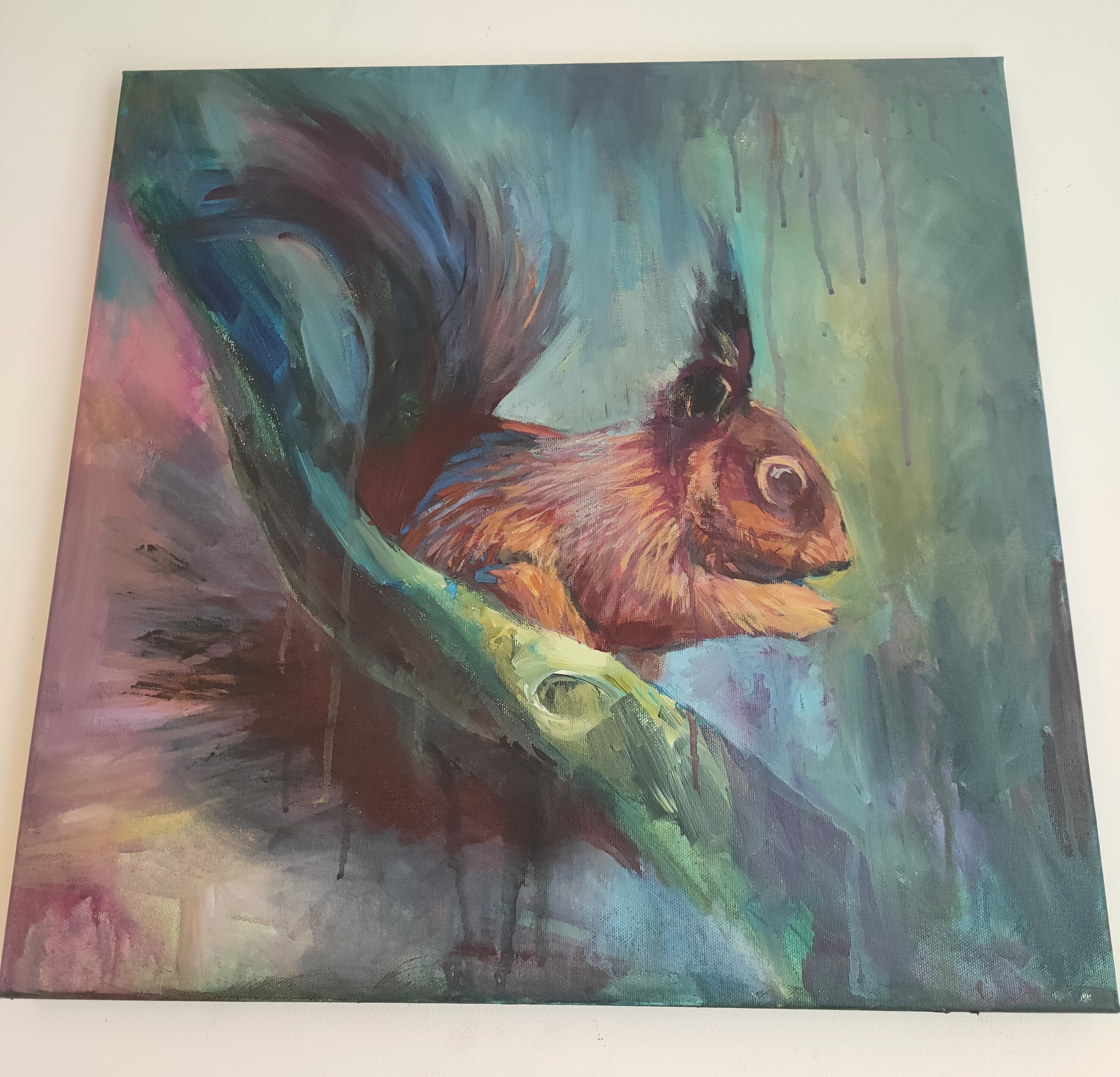 'Pippin' - Original Squirrel Painting 50 x 50 cm/ 20 x 20"