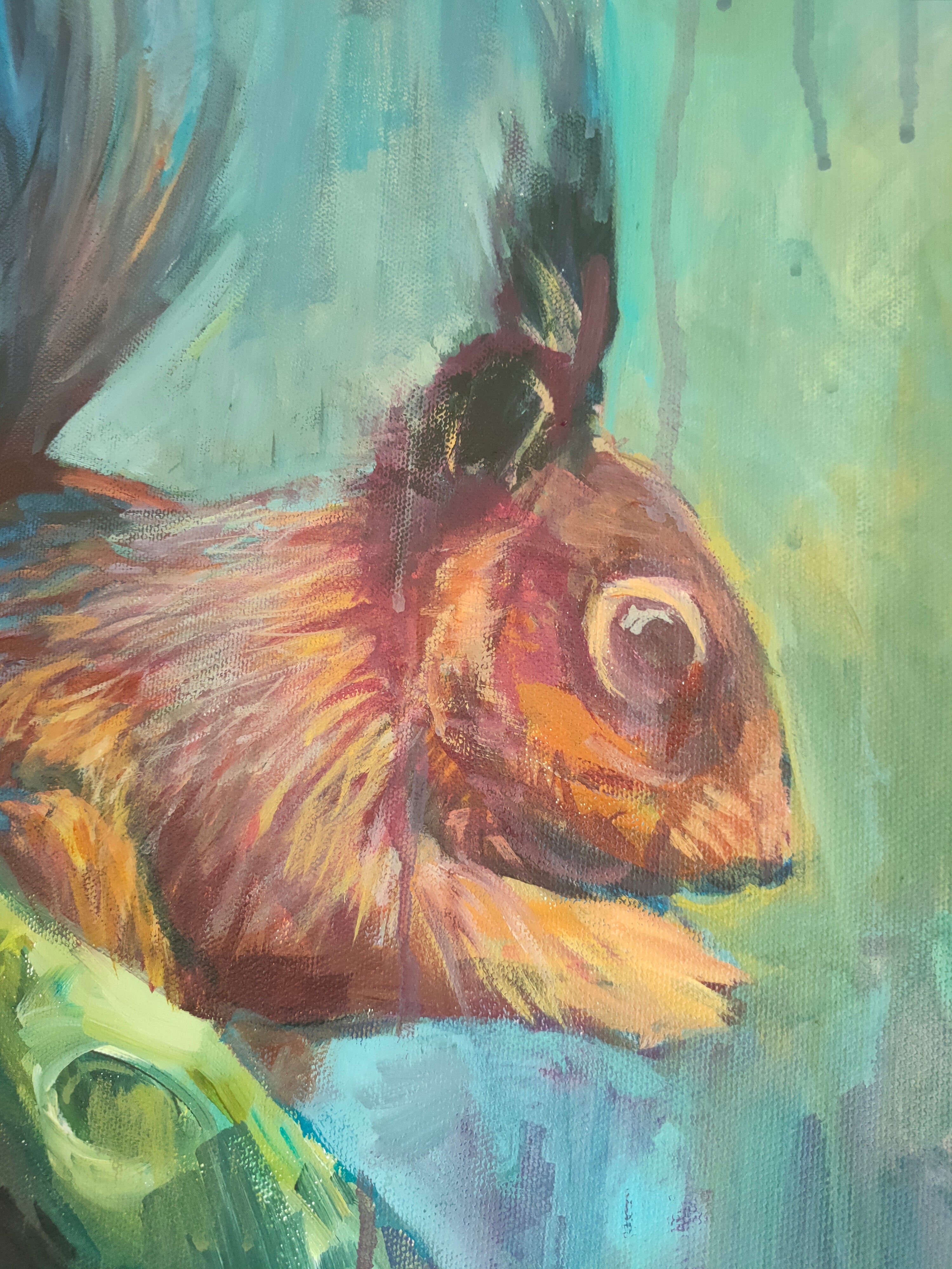 'Pippin' - Original Squirrel Painting 50 x 50 cm/ 20 x 20"