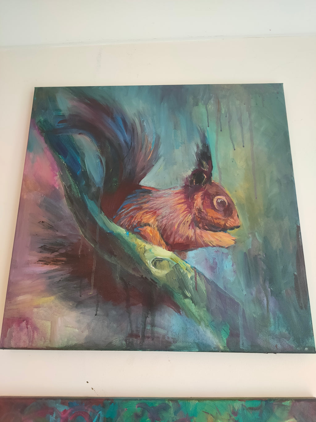 'Pippin' - Original Squirrel Painting 50 x 50 cm/ 20 x 20"