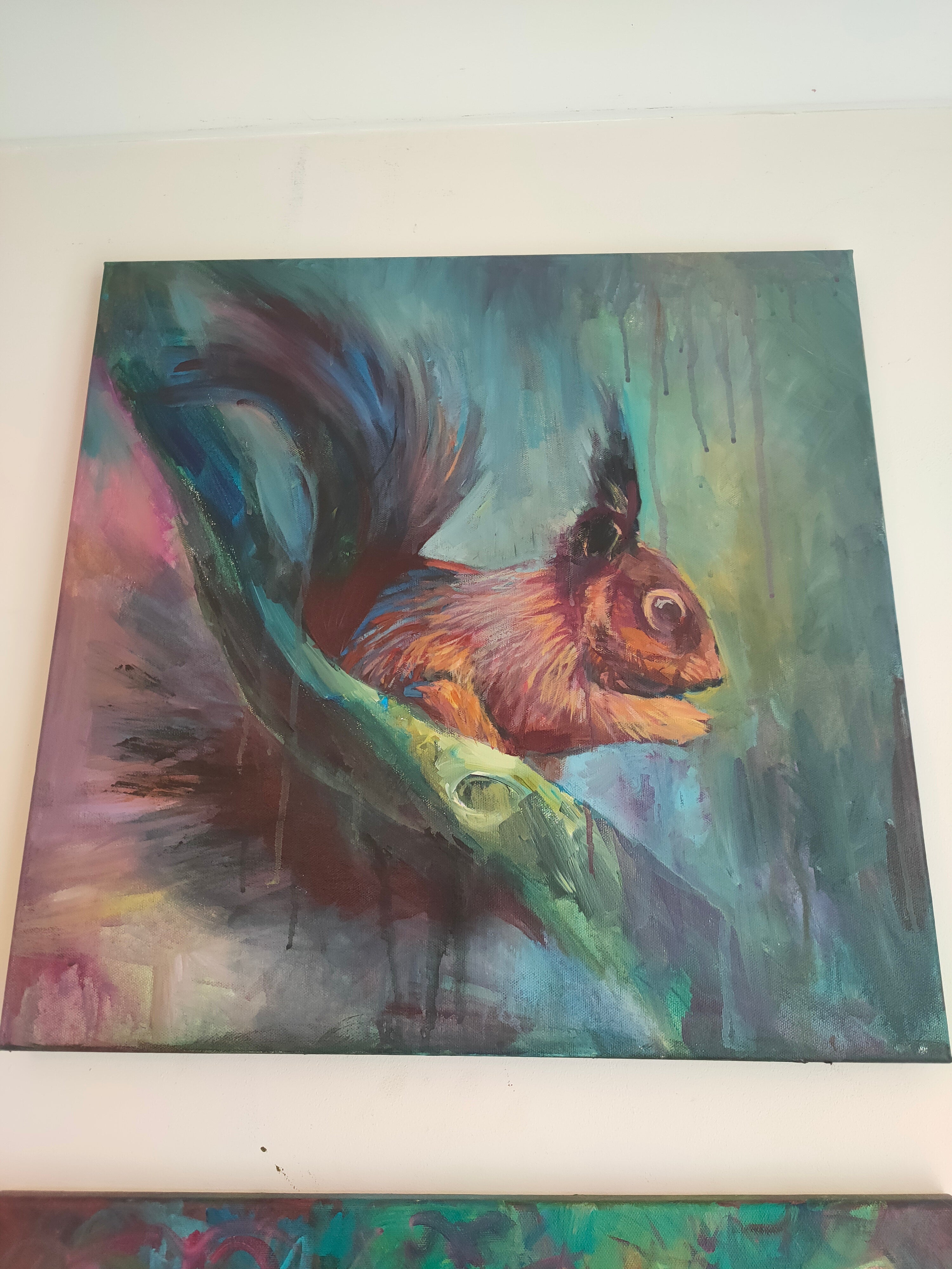 'Pippin' - Original Squirrel Painting 50 x 50 cm/ 20 x 20"