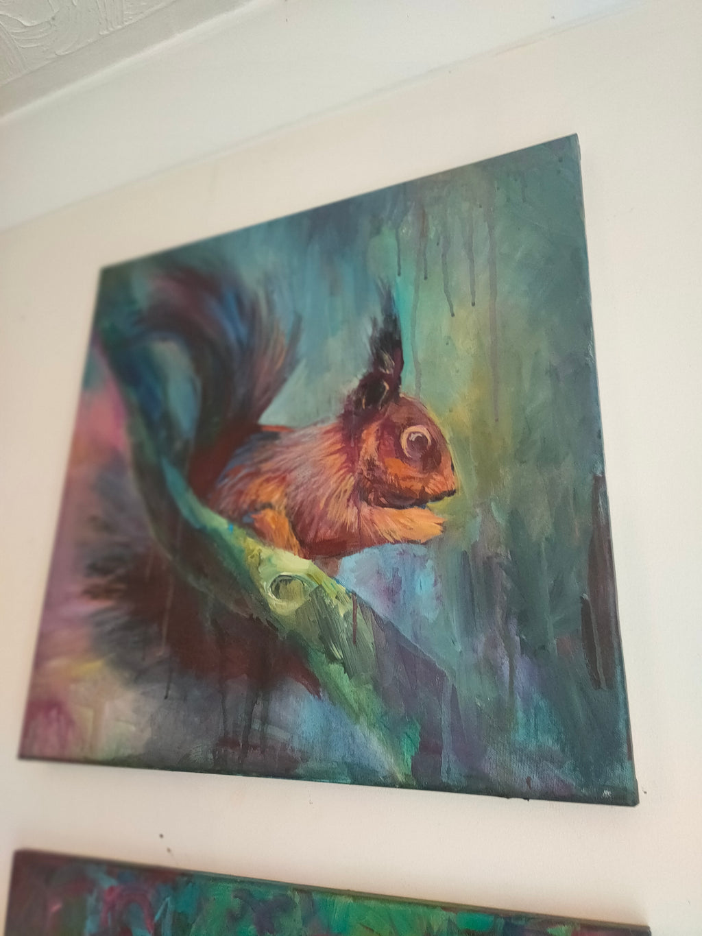 'Pippin' - Original Squirrel Painting 50 x 50 cm/ 20 x 20"