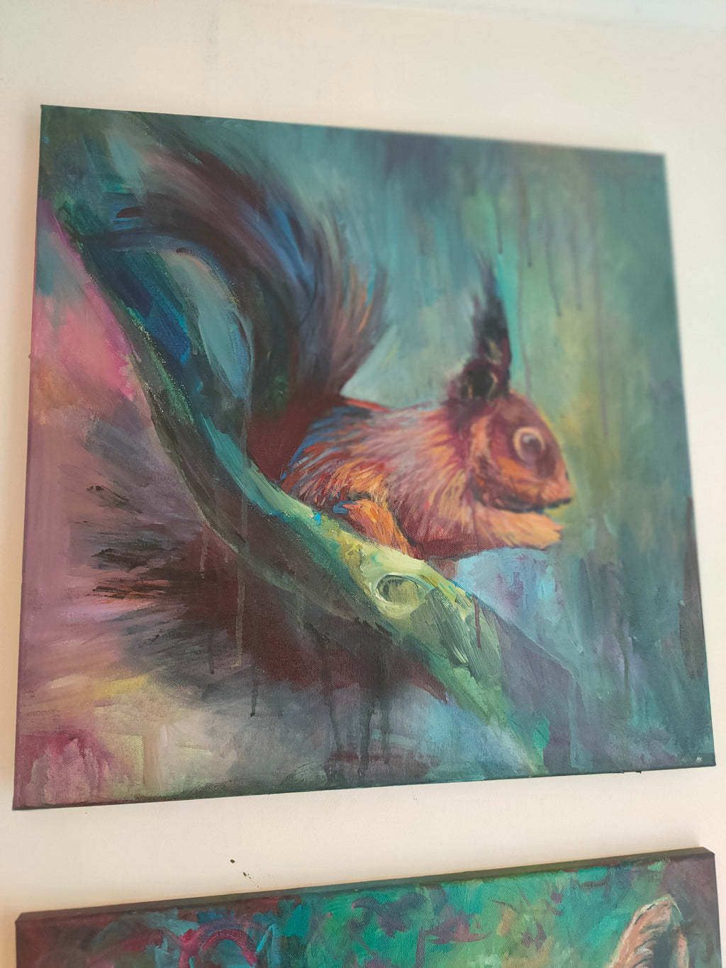 'Pippin' - Original Squirrel Painting 50 x 50 cm/ 20 x 20"