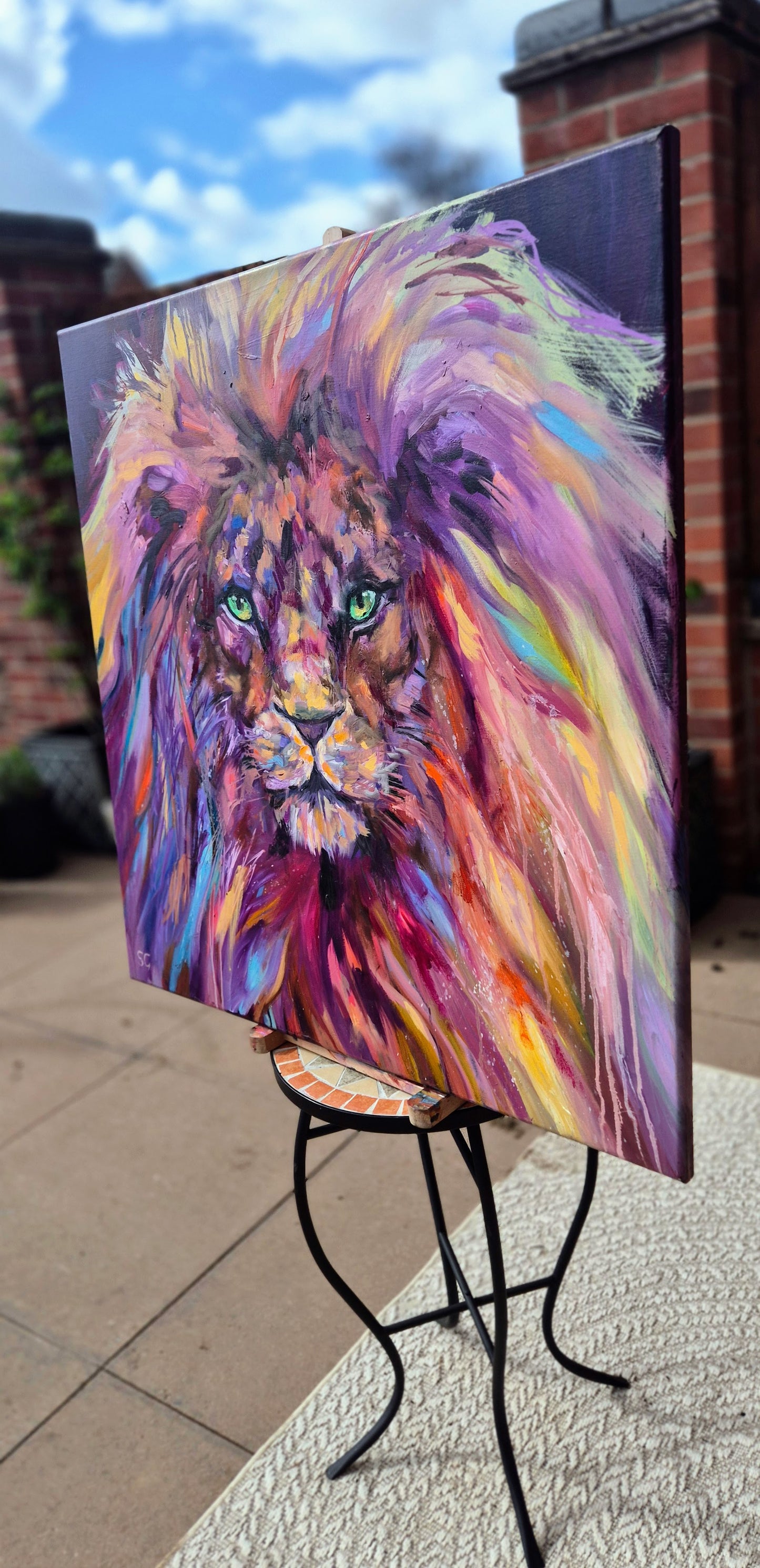 'Take Heart My Friend' - Original Lion Oil Painting 70 x 70 cm