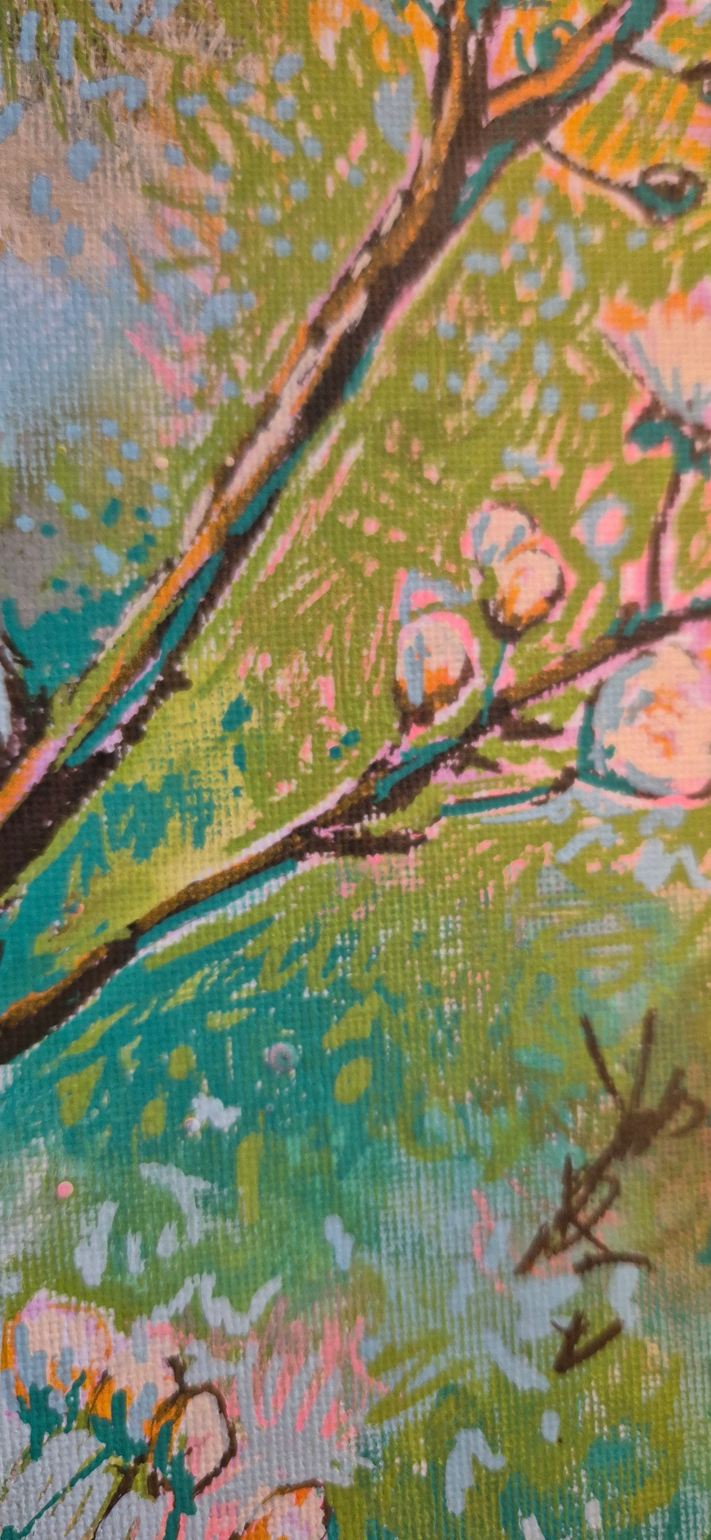 'Long-Tailed Tit' drawing in acrylic on canvas panel 18 x 18 cm/ 7 x 7"
