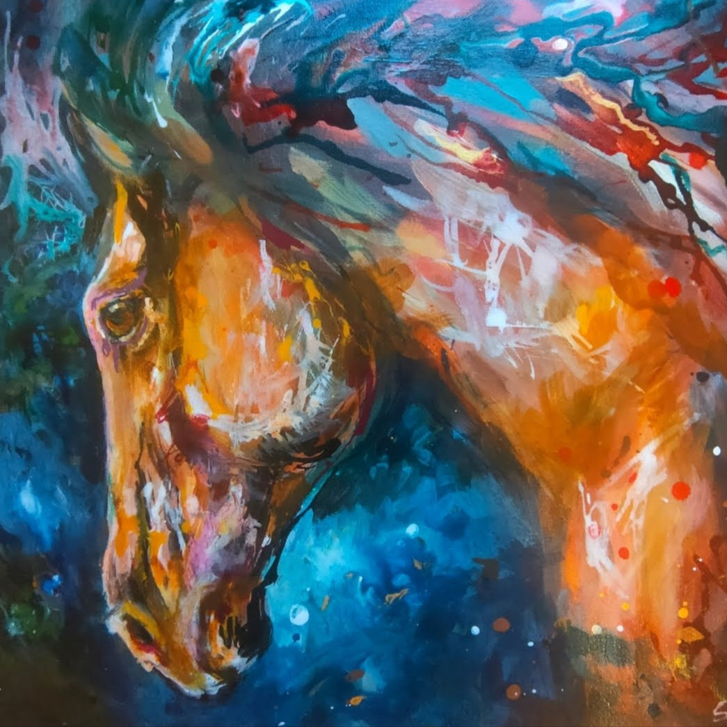 *Sold 'Mazarron' Original Horse Painting in Acrylics - 50 x 50 cm/20 x 20"