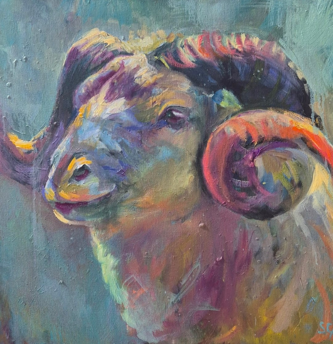 'Hercules' - Original Ram Painting  50 x 50 cm/20 x20 "