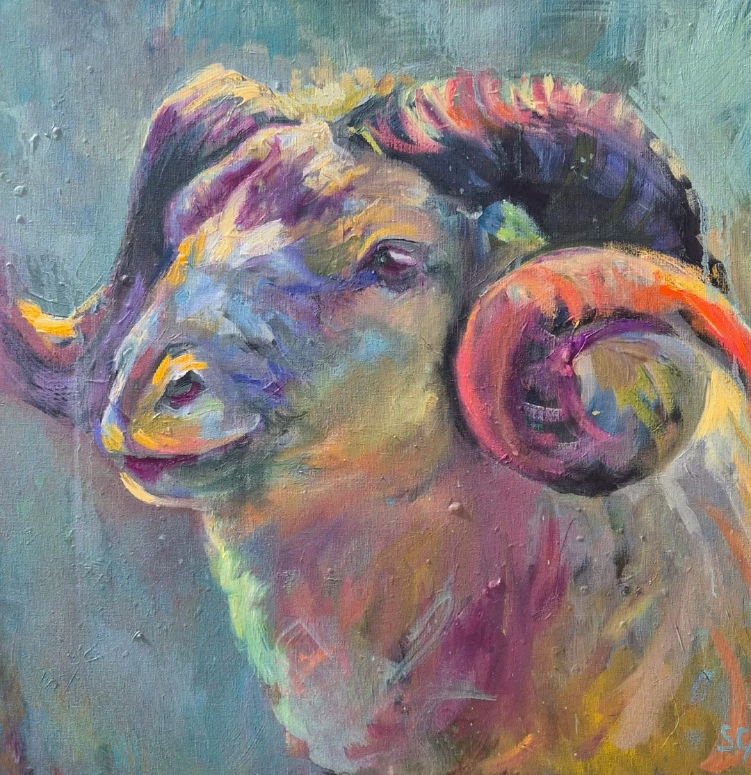 'Hercules' - Original Ram Painting  50 x 50 cm/20 x20 "