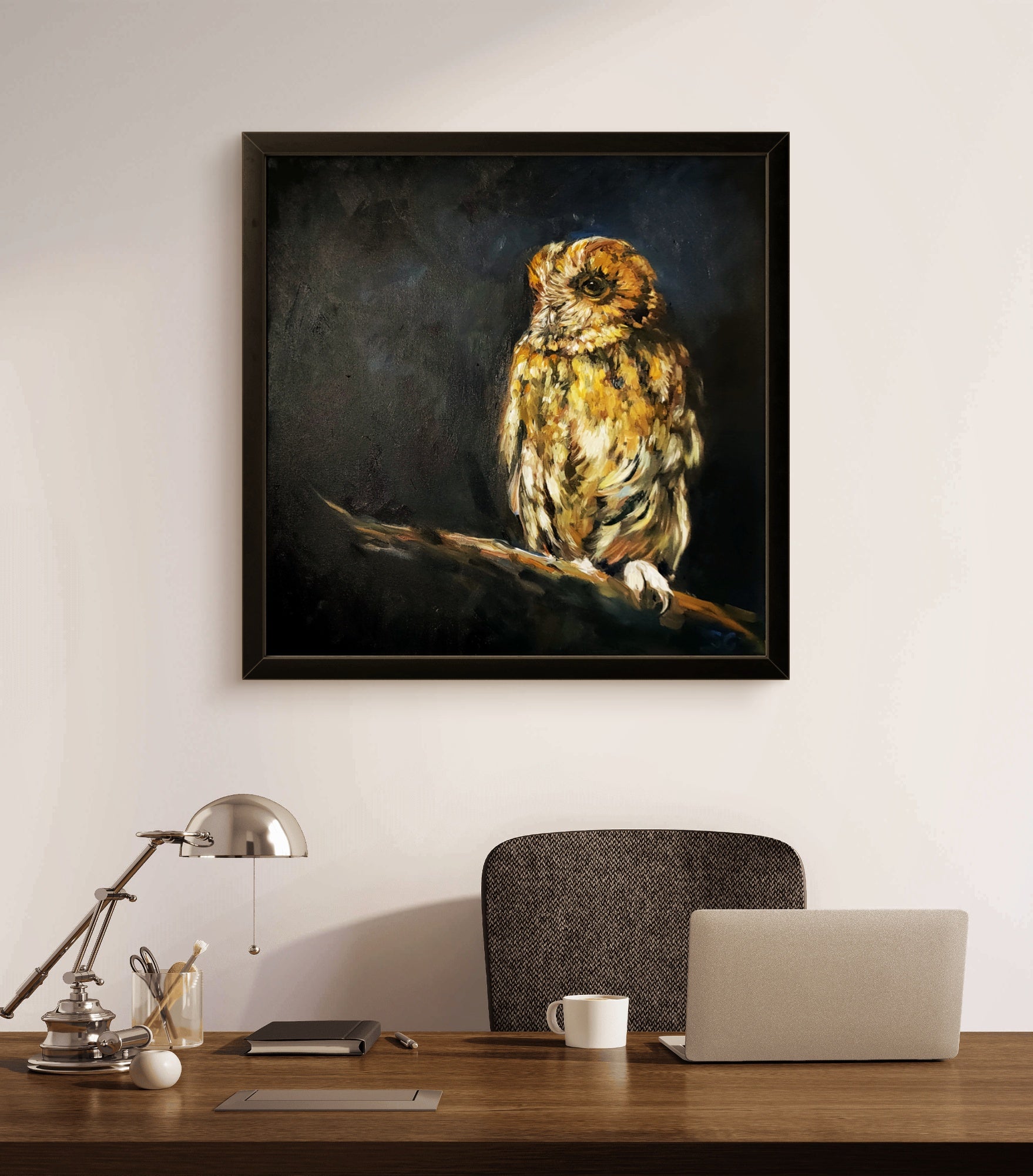 'Keeper of the Wood'- 60 x 60 cm Oil Painting on Canvas, Framed.