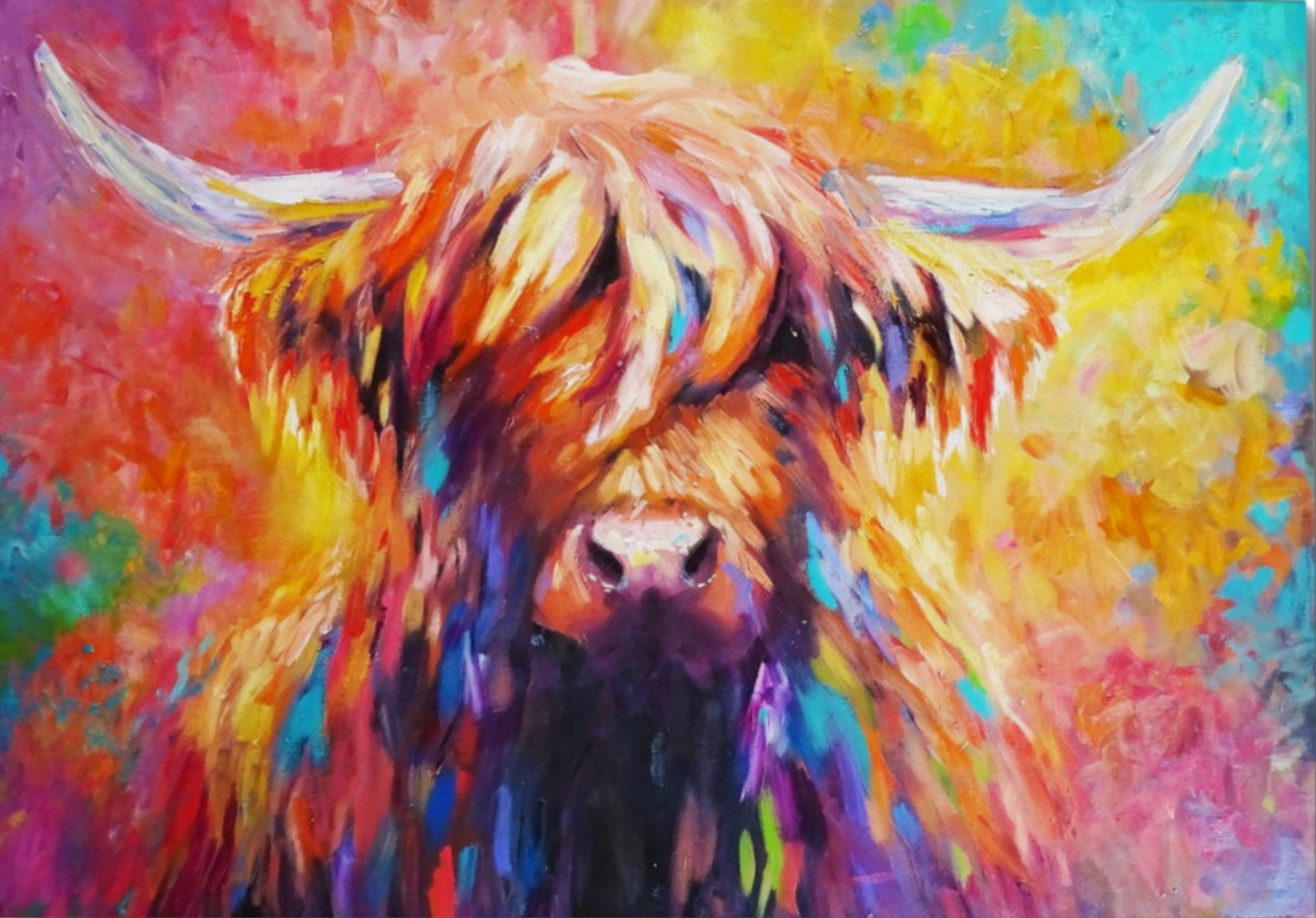 "Aviemore" Original Highland Cow Oil Painting 40 x 30"/80 x 100 cm