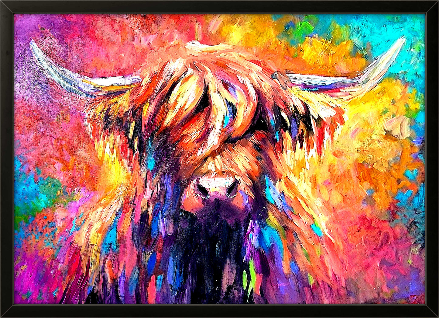 "Aviemore" Original Framed Highland Cow Oil Painting