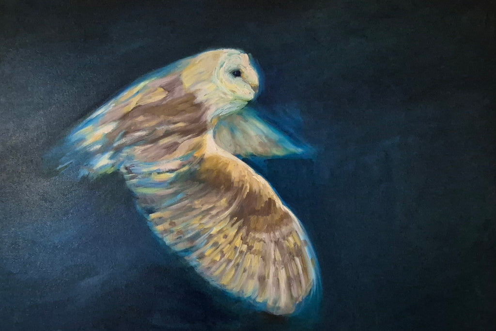 **Sold     'Free to Fly' - Original Barn Owl Oil Painting - 50 x 80 cm