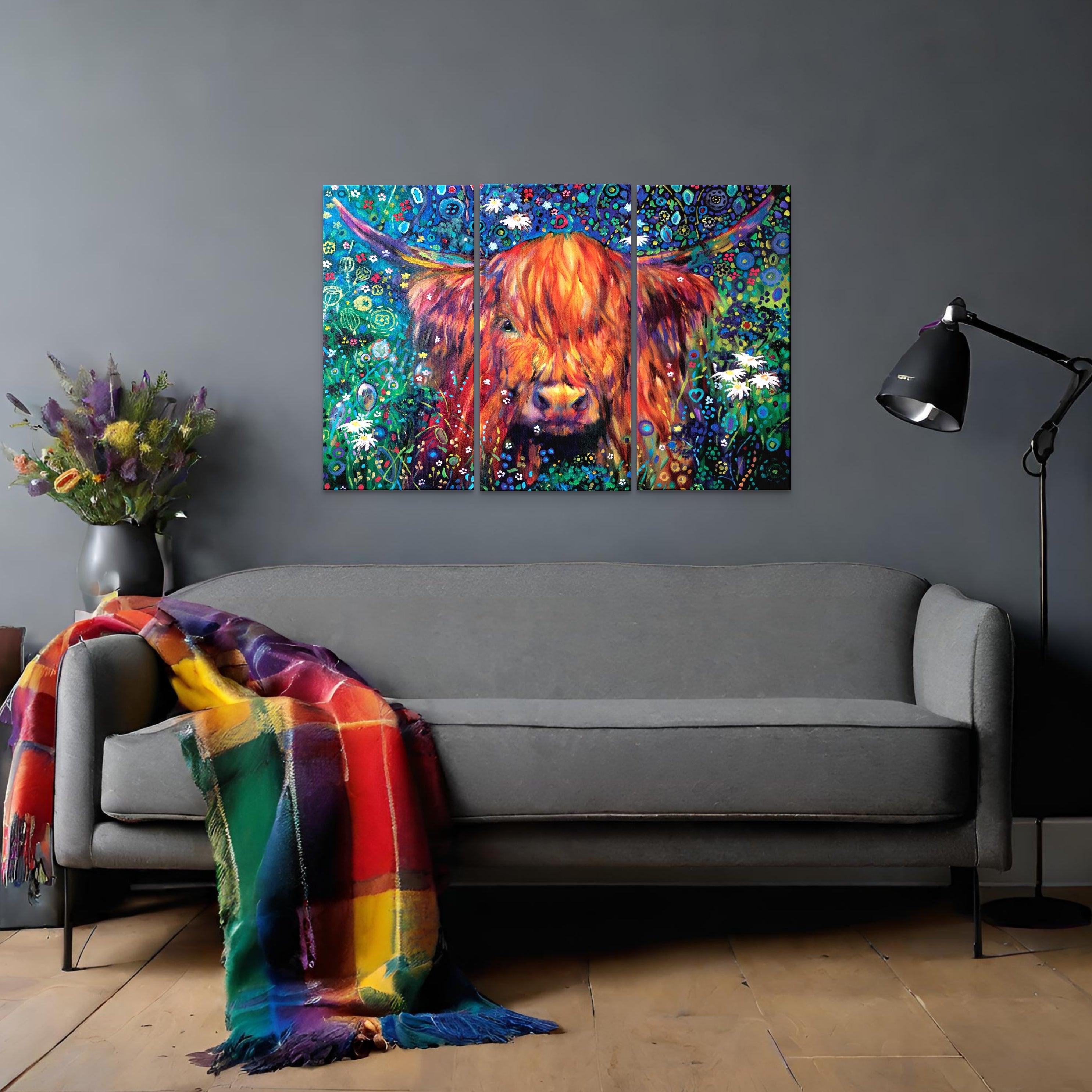 Braemar Daisies - Triptych set of Three Canvases