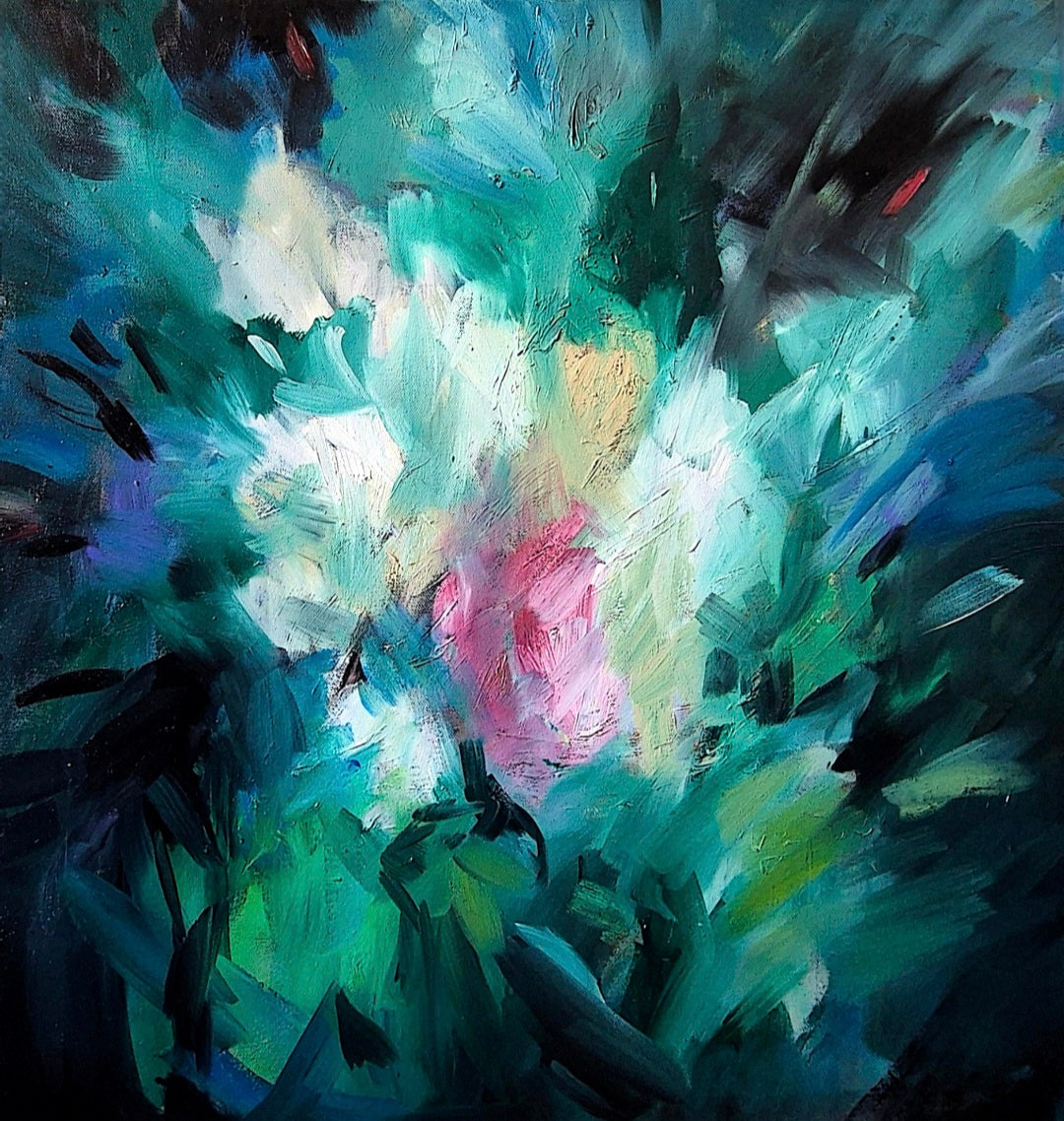 "Coral Bloom"- 60 x 60 cm/ 25 x 25 "