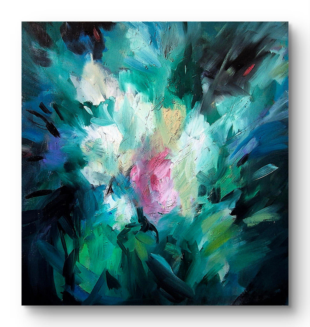 "Coral Bloom"- 60 x 60 cm/ 25 x 25 "