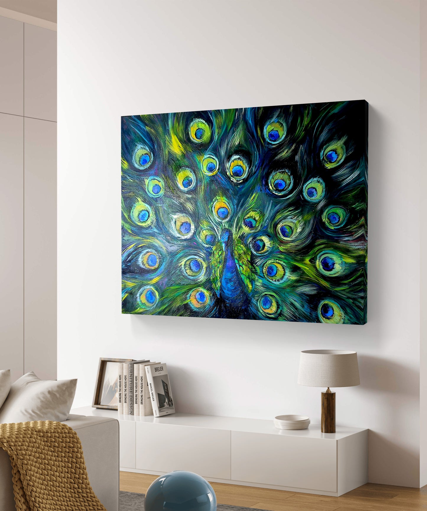 The Peacock's Parade - Original Oil Painting 120 x 100 cm