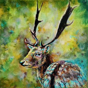 *Sold Fallow Deer - 30 x 30 cm original acrylic painting