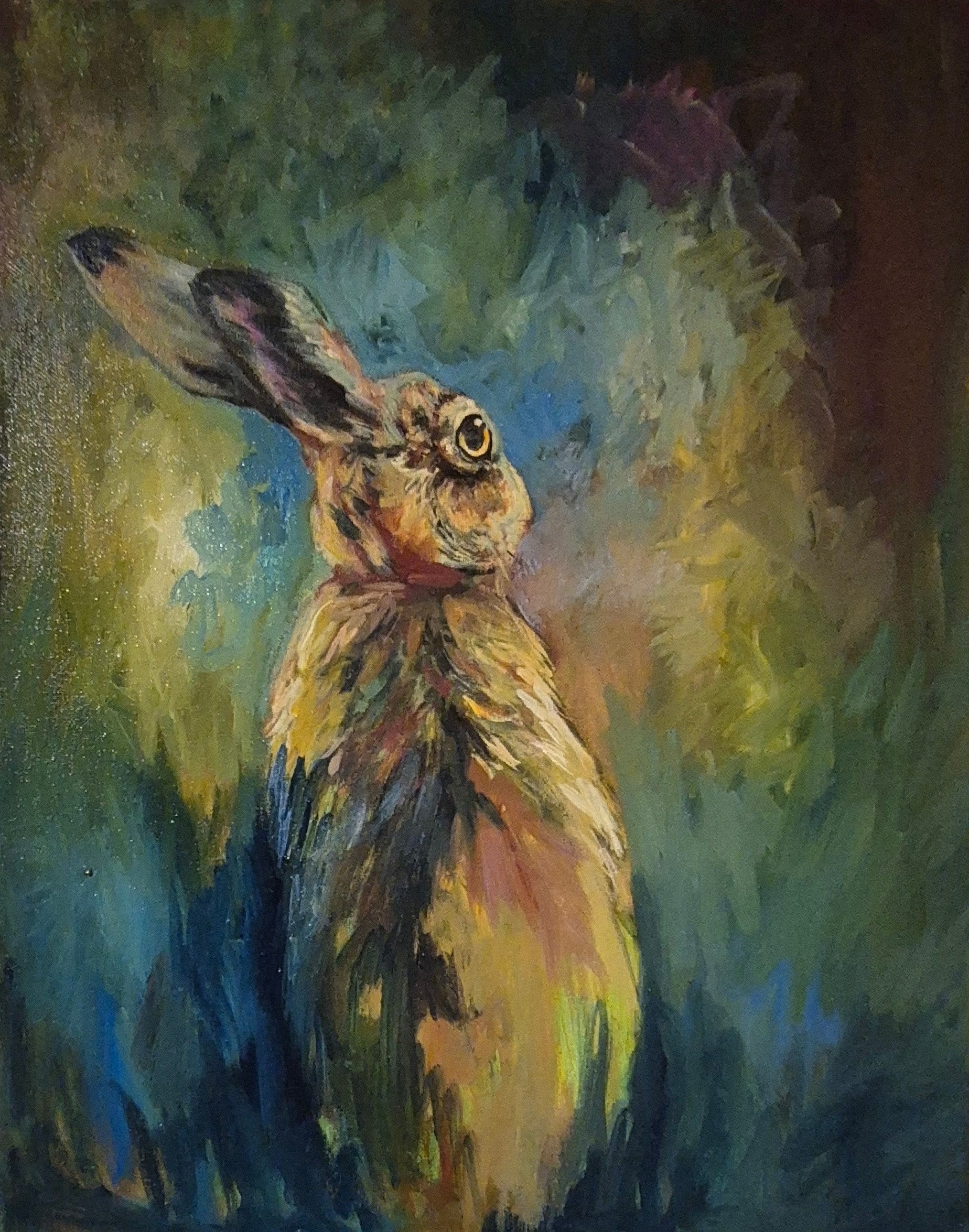 'Verdi'- Original Hare Painting 50 x 40 cm