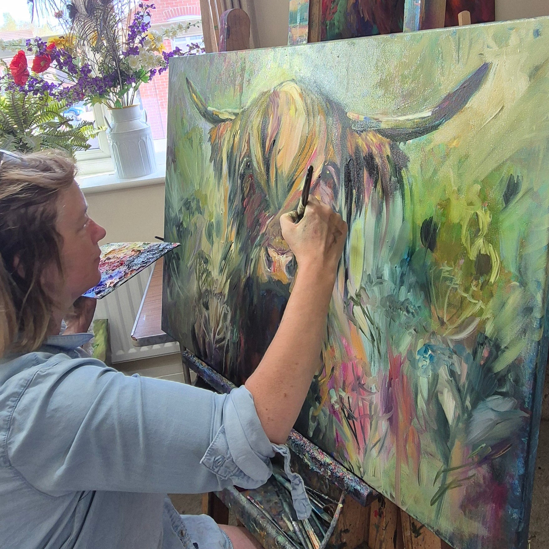 'Isle of Canna' Original Highland Cow Oil Painting. 80 x 100 cm/30 x 40 "