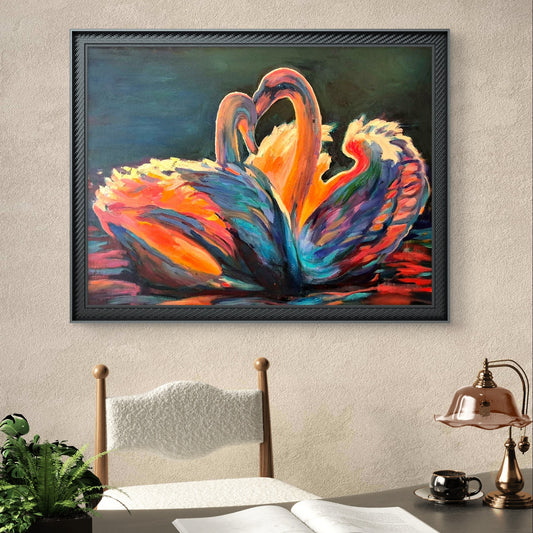 'L'Amour' Original Oil Painting of Two Swans-80 x 100 cm/30 x 40 "