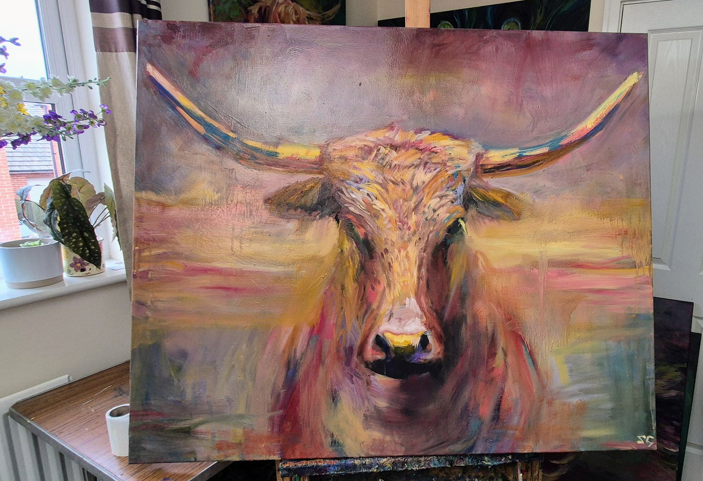 'Maverick' Original Texas Longhorn Oil Painting. 120 x 100 cm/50 x 40 "