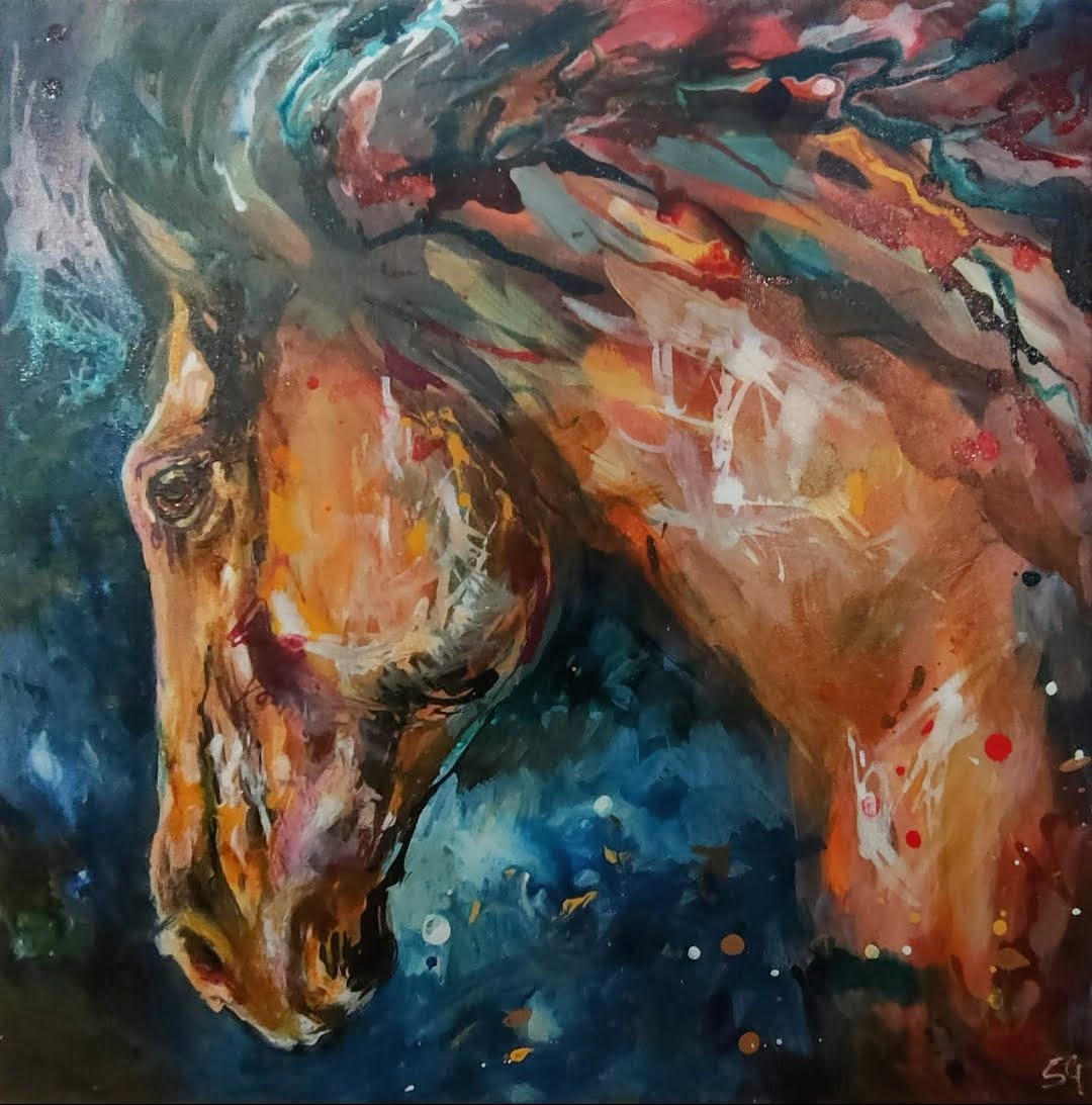 *Sold 'Mazarron' Original Horse Painting in Acrylics - 50 x 50 cm/20 x 20"