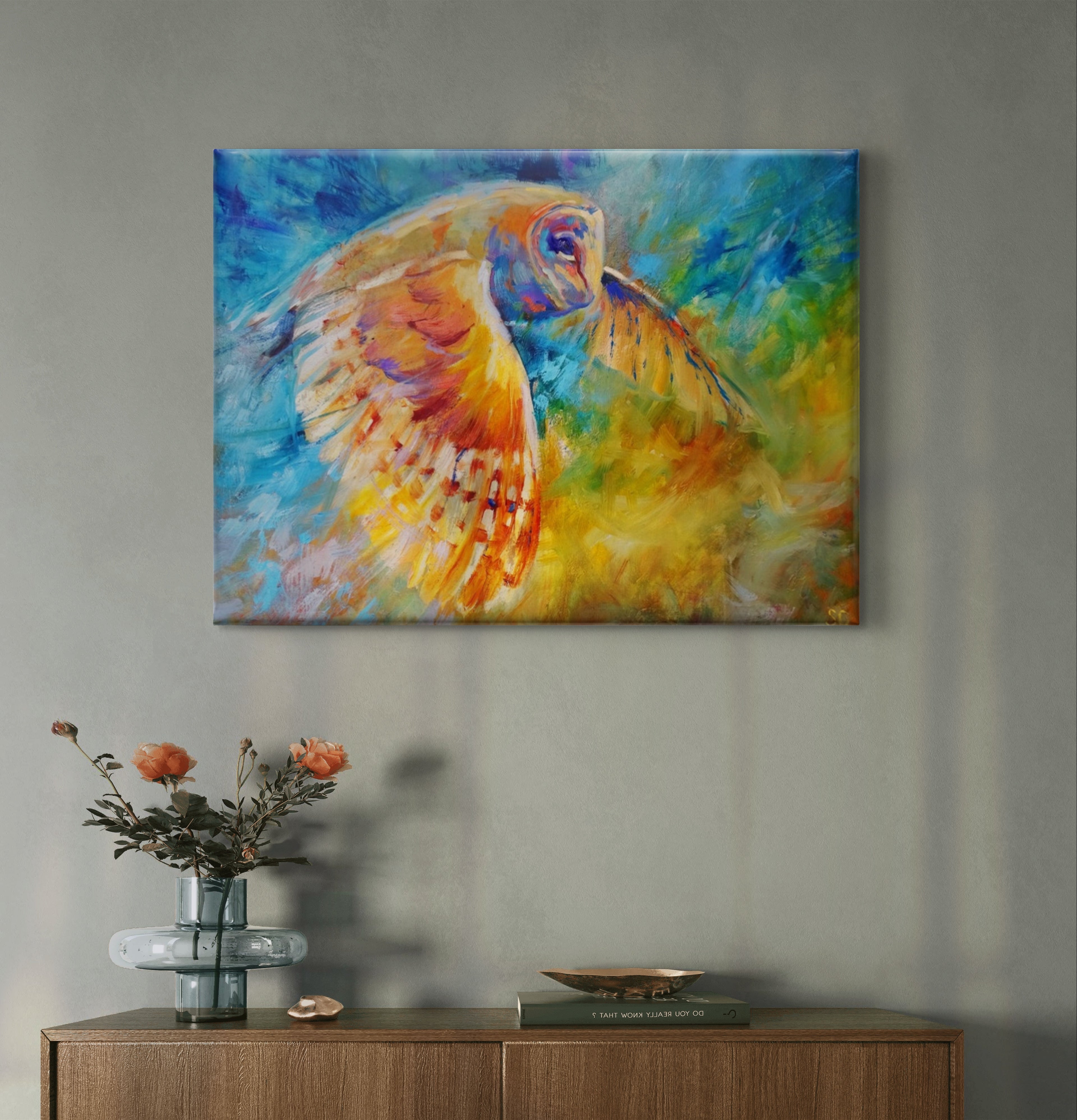 Air Disturbance - Owl in Flight Canvas