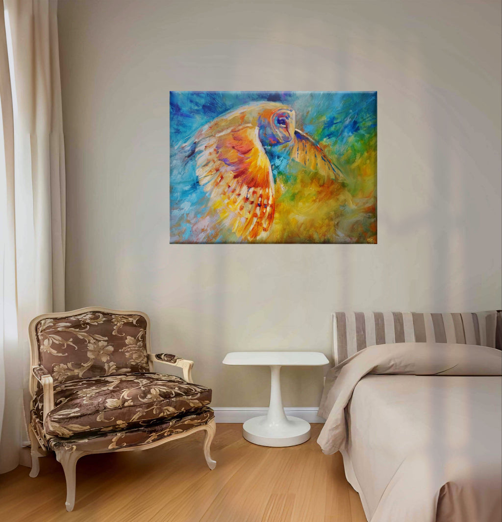Air Disturbance - Owl in Flight Canvas