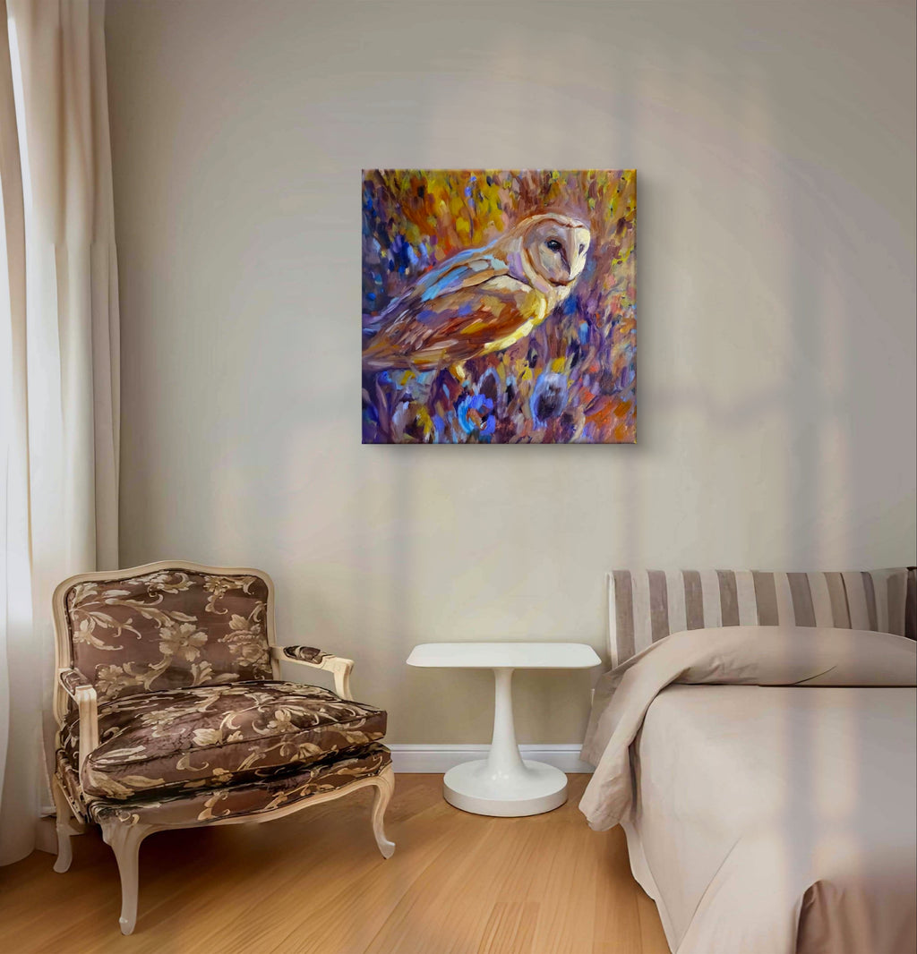 Barn Owl and Teazels Canvas