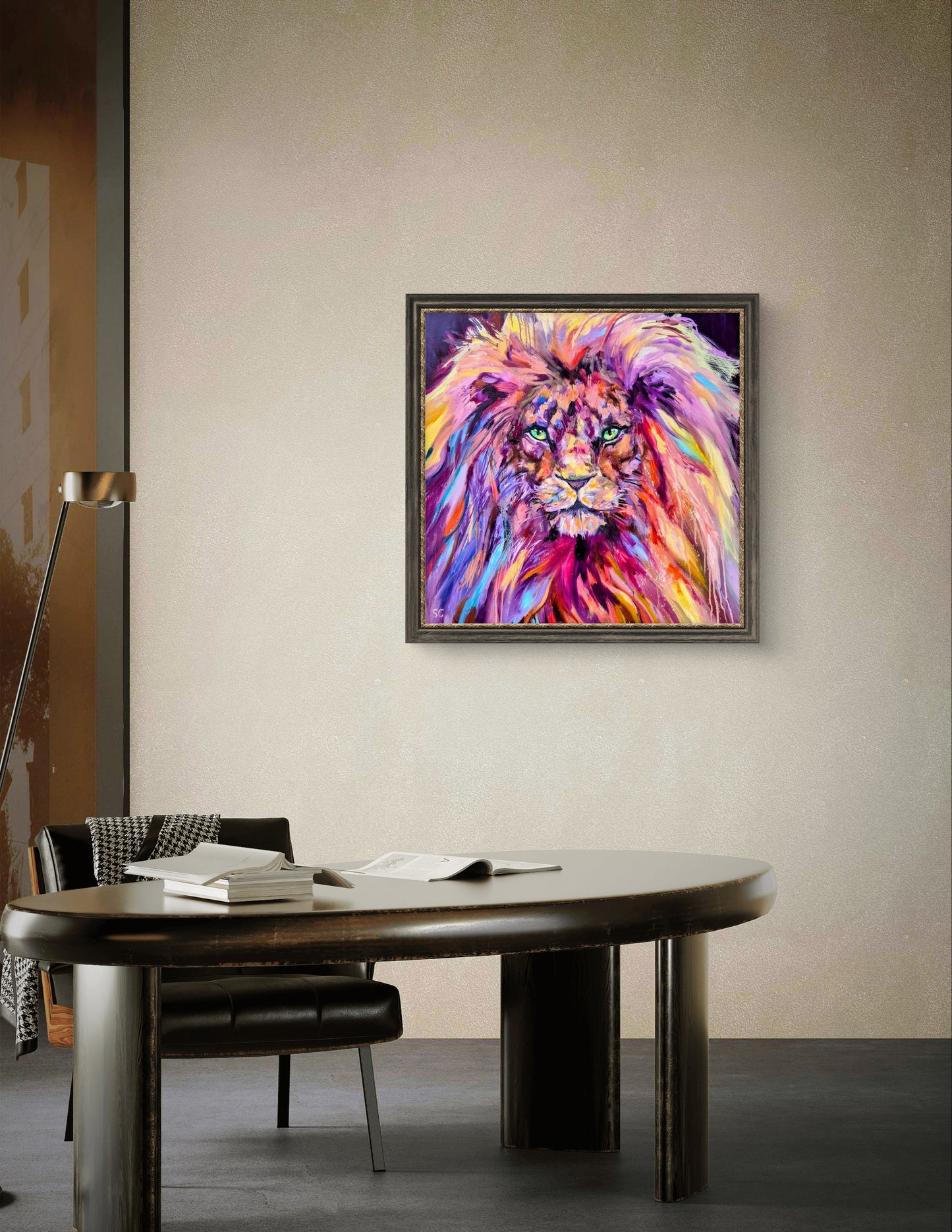 'Majestic Heart' - Original Lion Oil Painting 70 x 70 cm