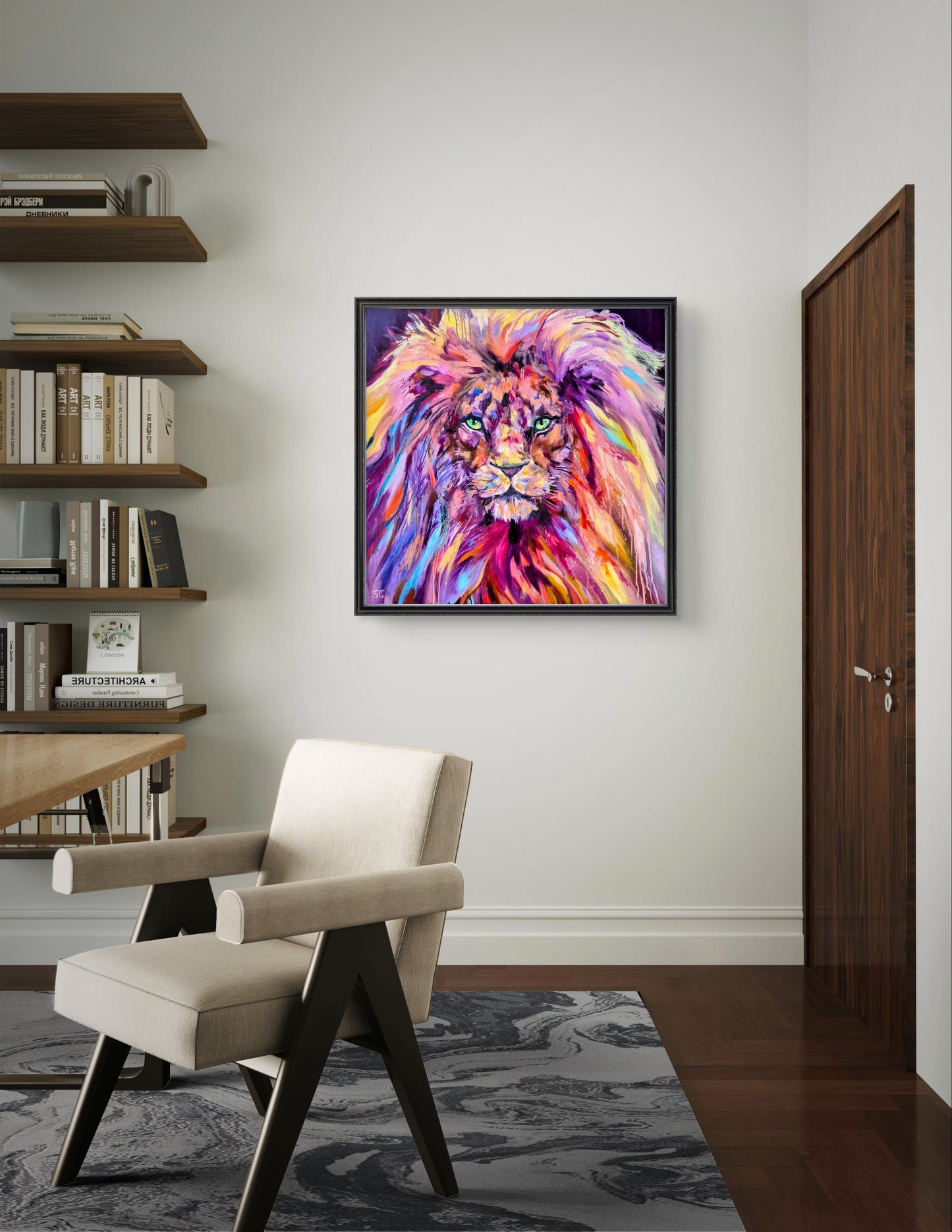 'Majestic Heart' - Original Lion Oil Painting 70 x 70 cm