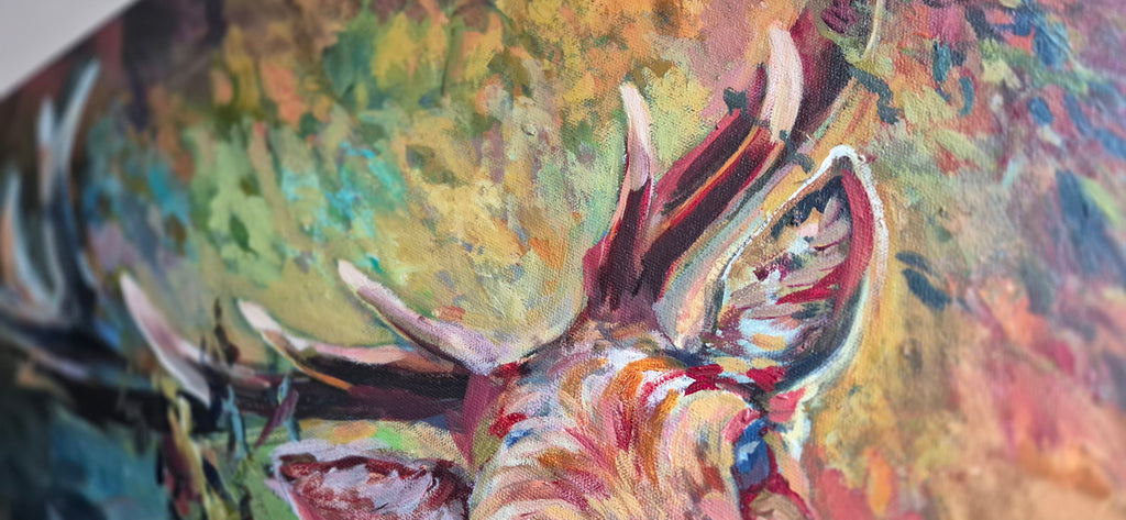 'Ashley' - Original Stag Painting 50 x 50 cm