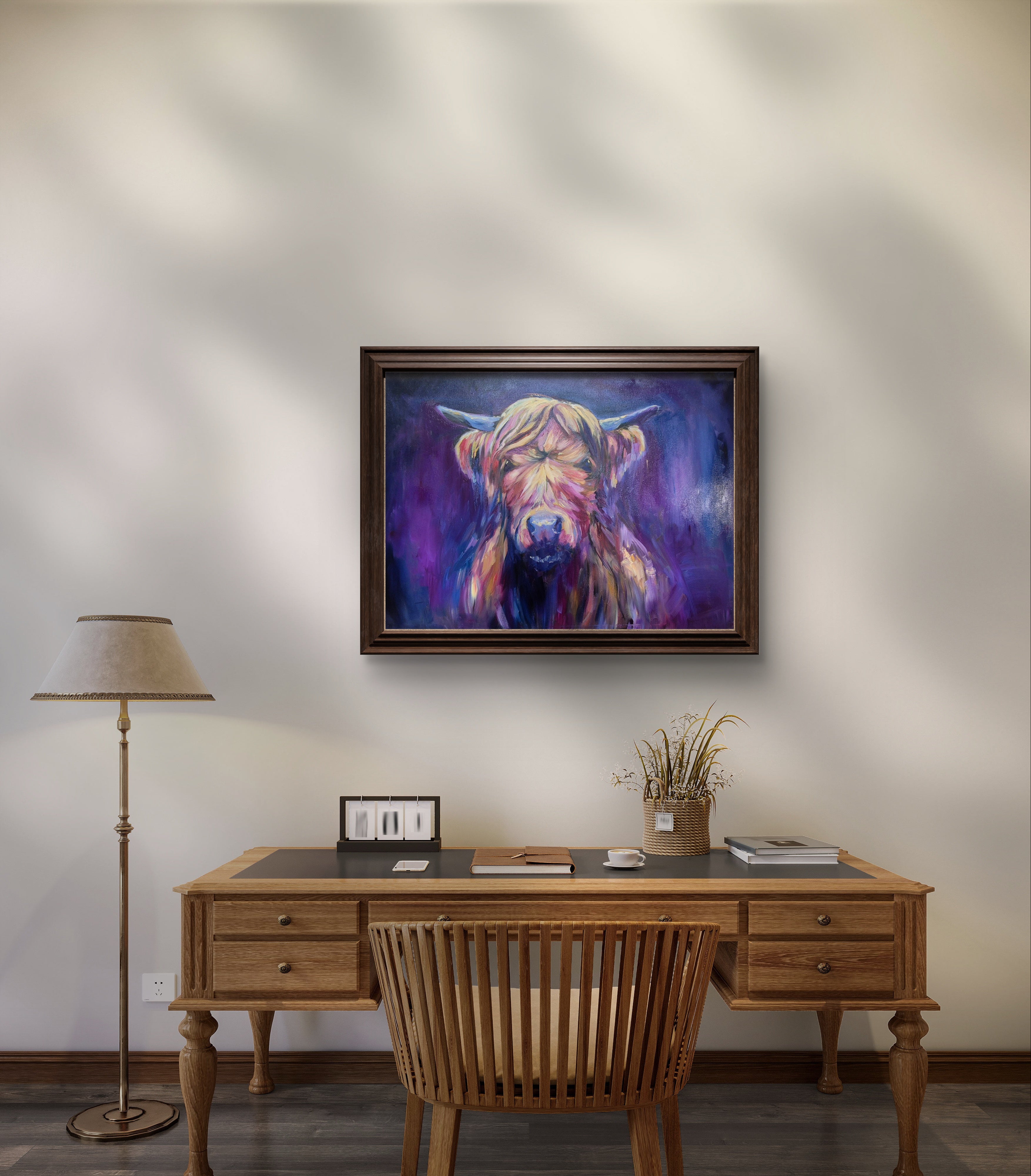 'Larrimuir' Original Highland Cow Oil Painting. 50 x 80 cm