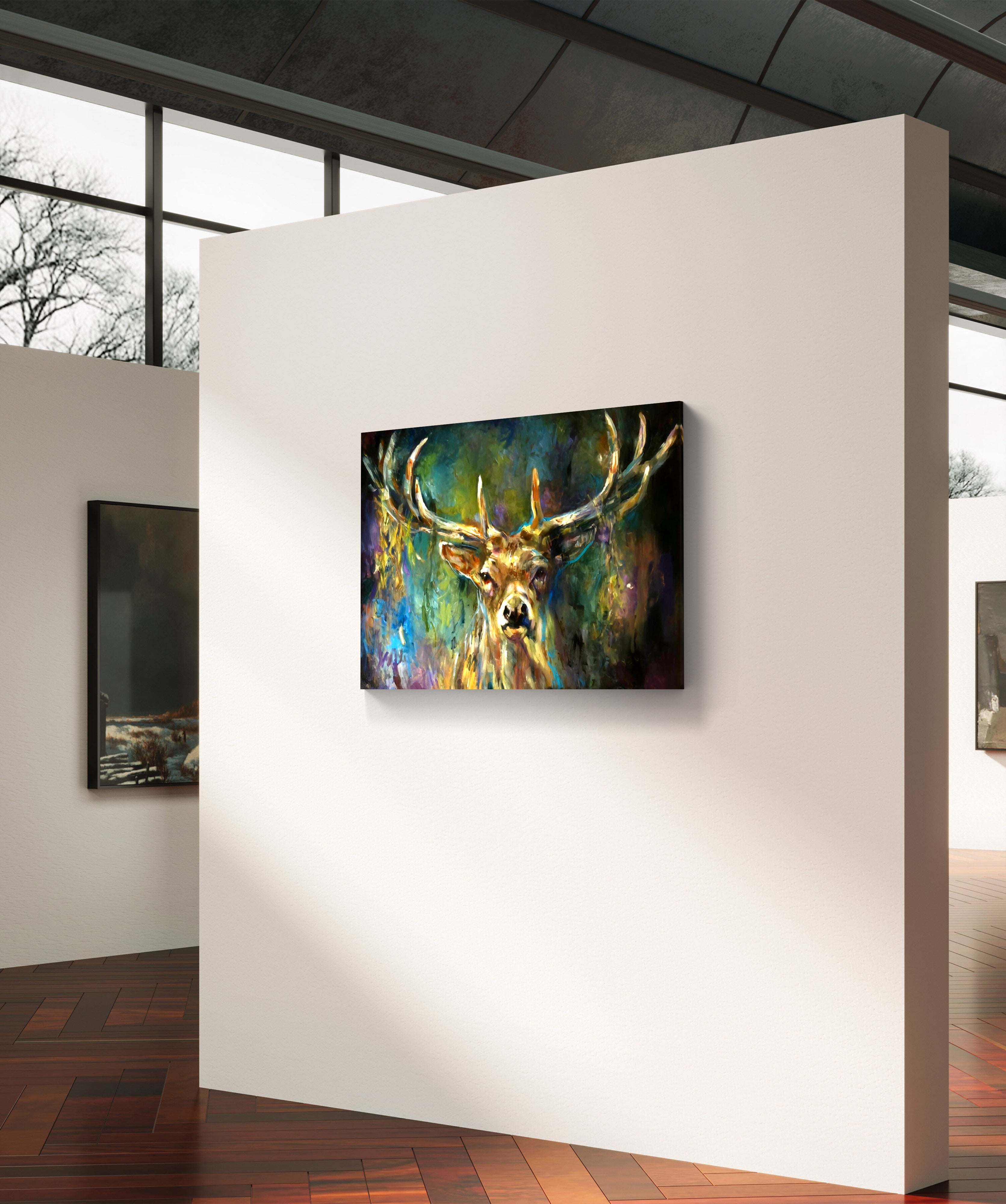 'In the Light' - Original Stag Painting 60 x 80 cm