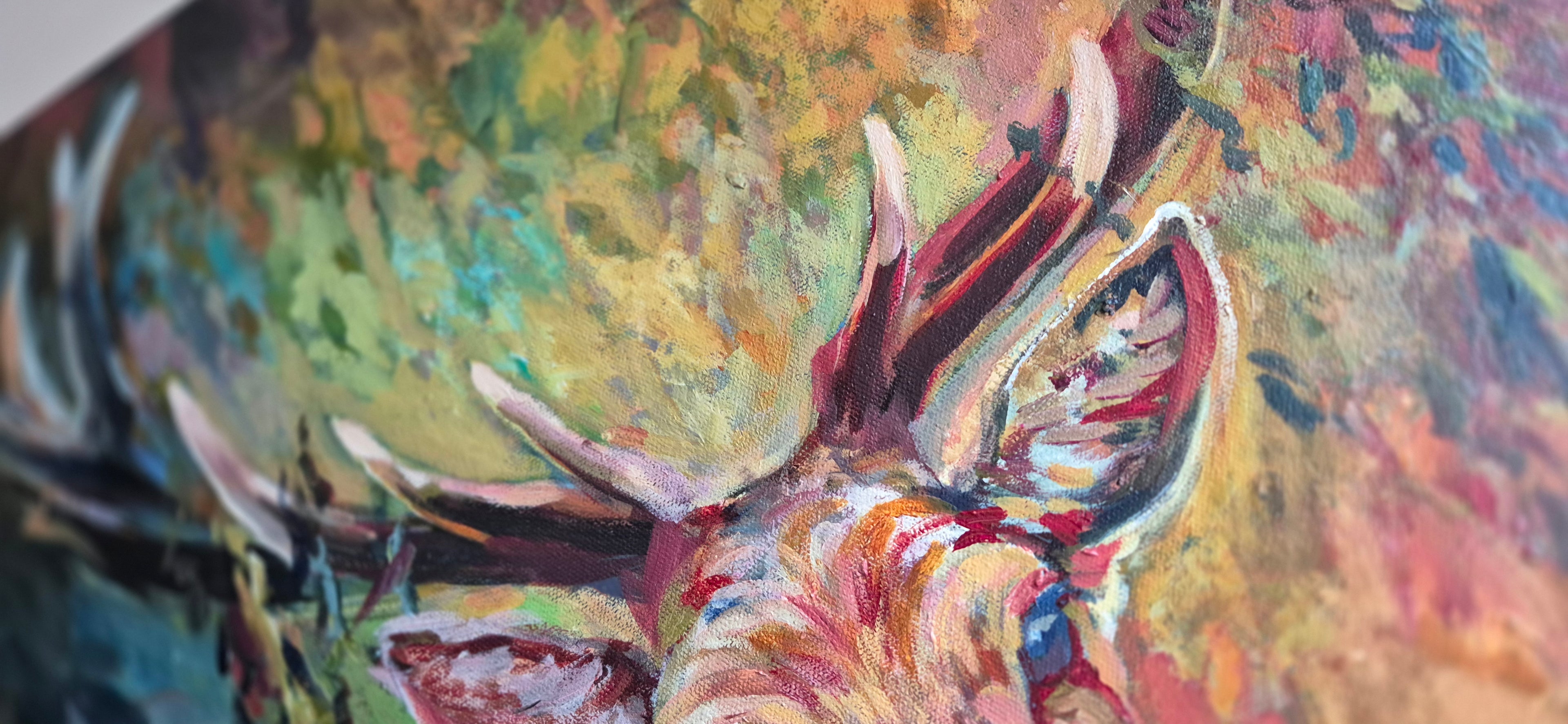 'Ashley' - Original Stag Painting 50 x 50 cm