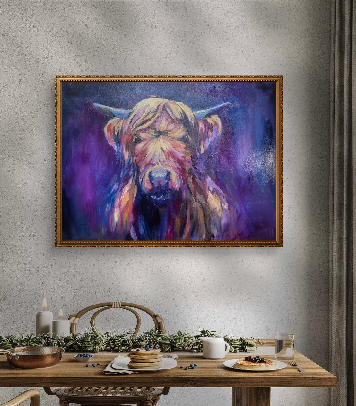 'Larrimuir' Original Highland Cow Oil Painting. 50 x 80 cm