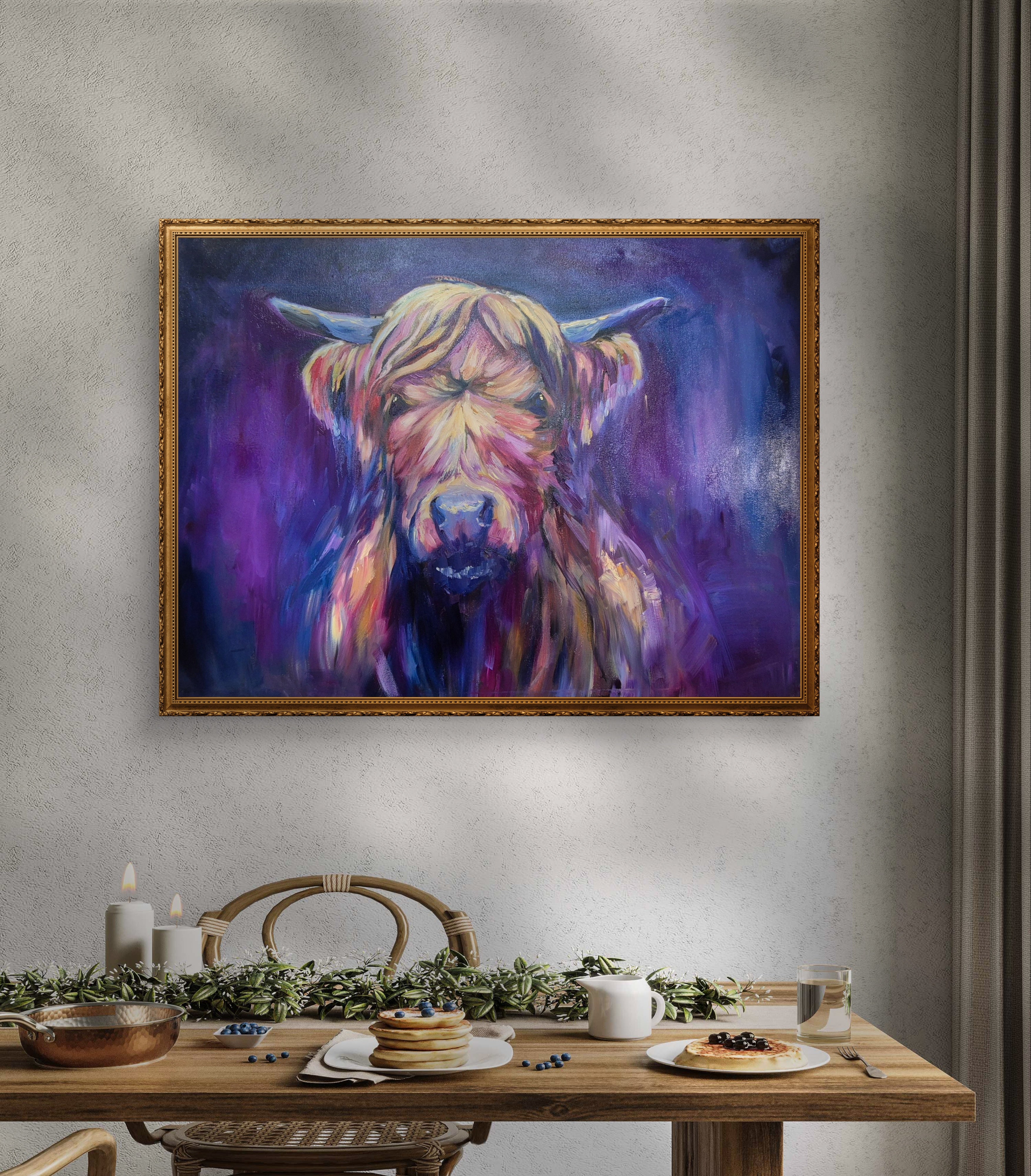 'Larrimuir' Original Highland Cow Oil Painting. 50 x 80 cm