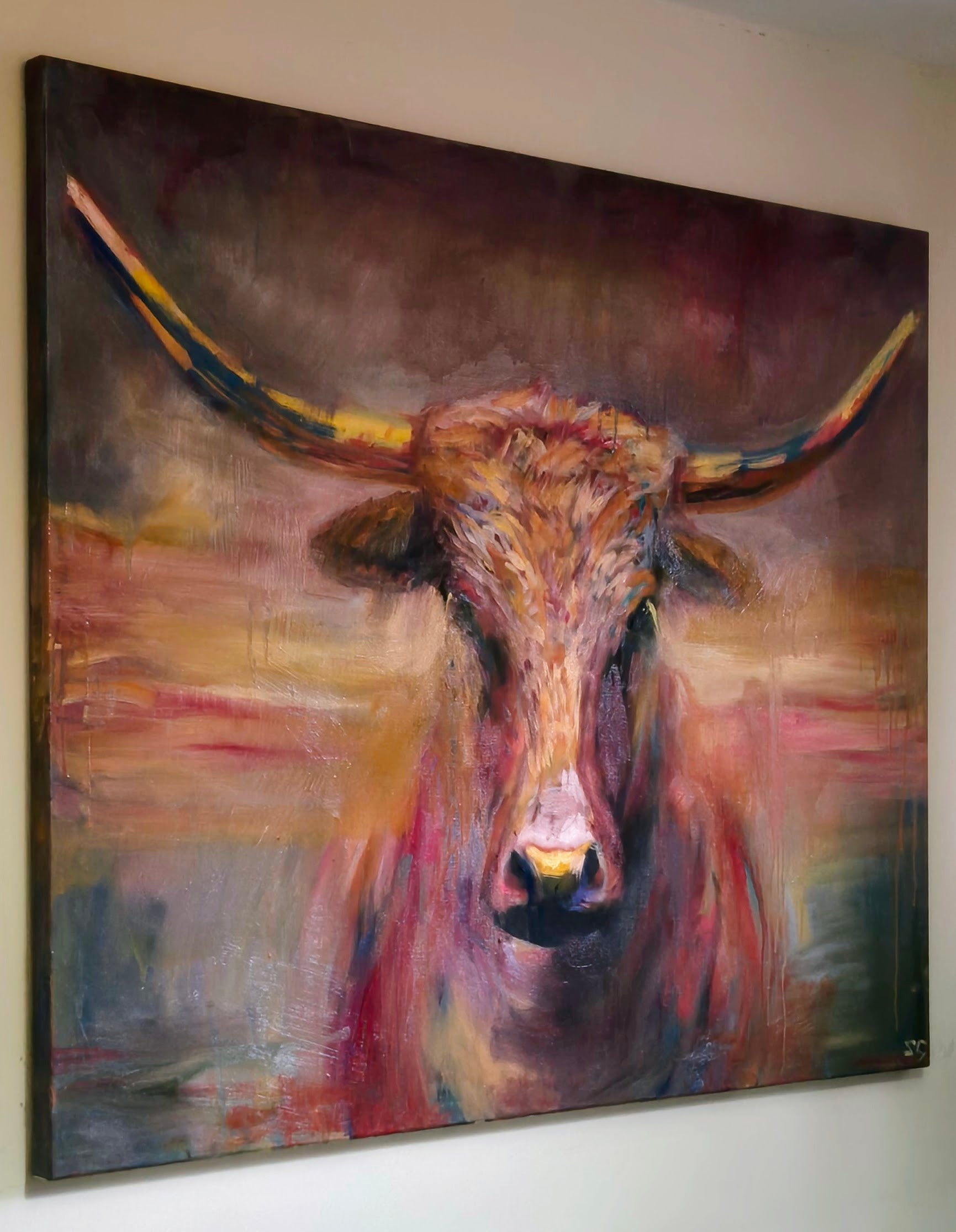 'Maverick' Original Texas Longhorn Oil Painting. 120 x 100 cm/50 x 40 "