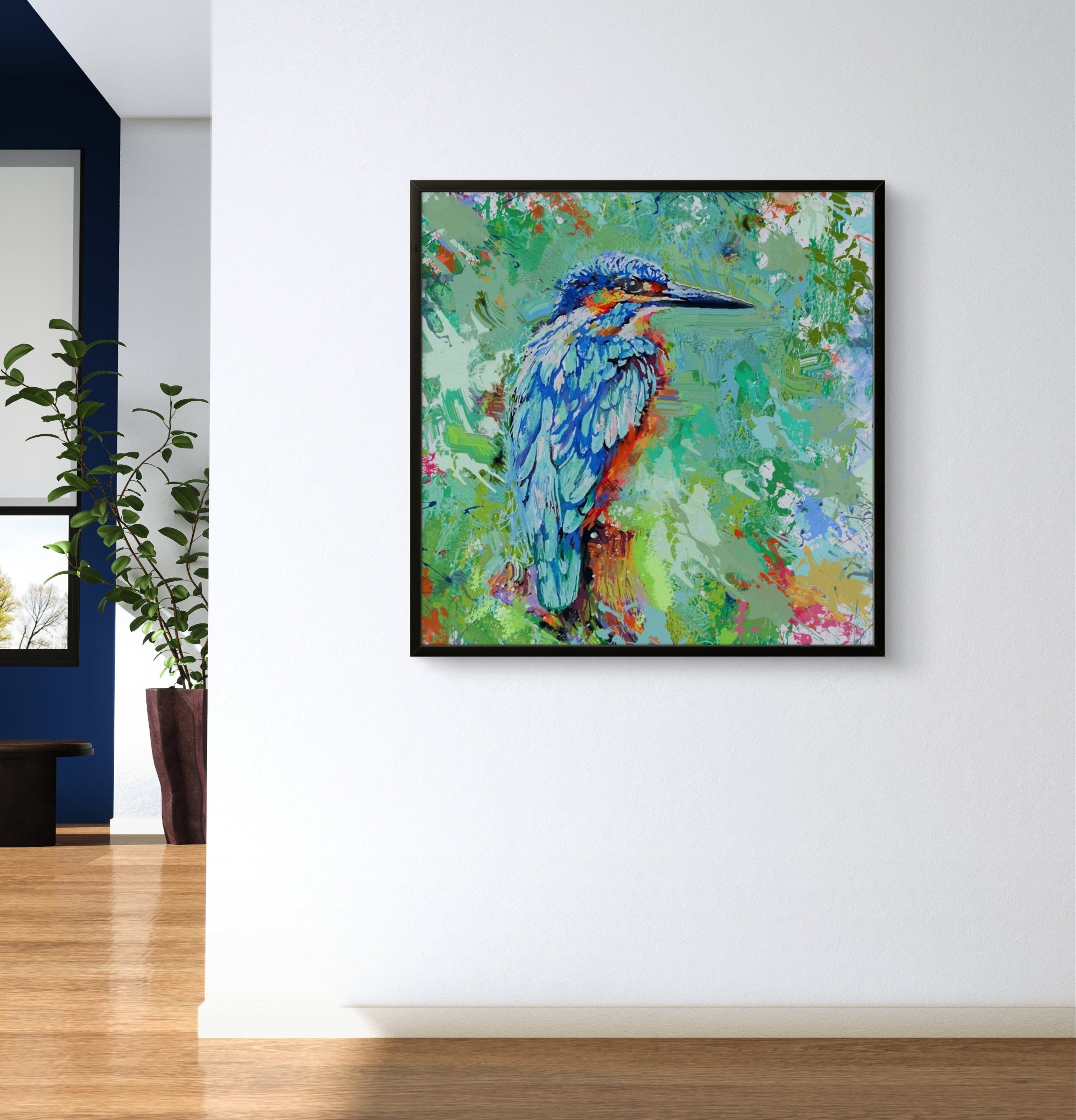 Aqua Splash Framed Canvas