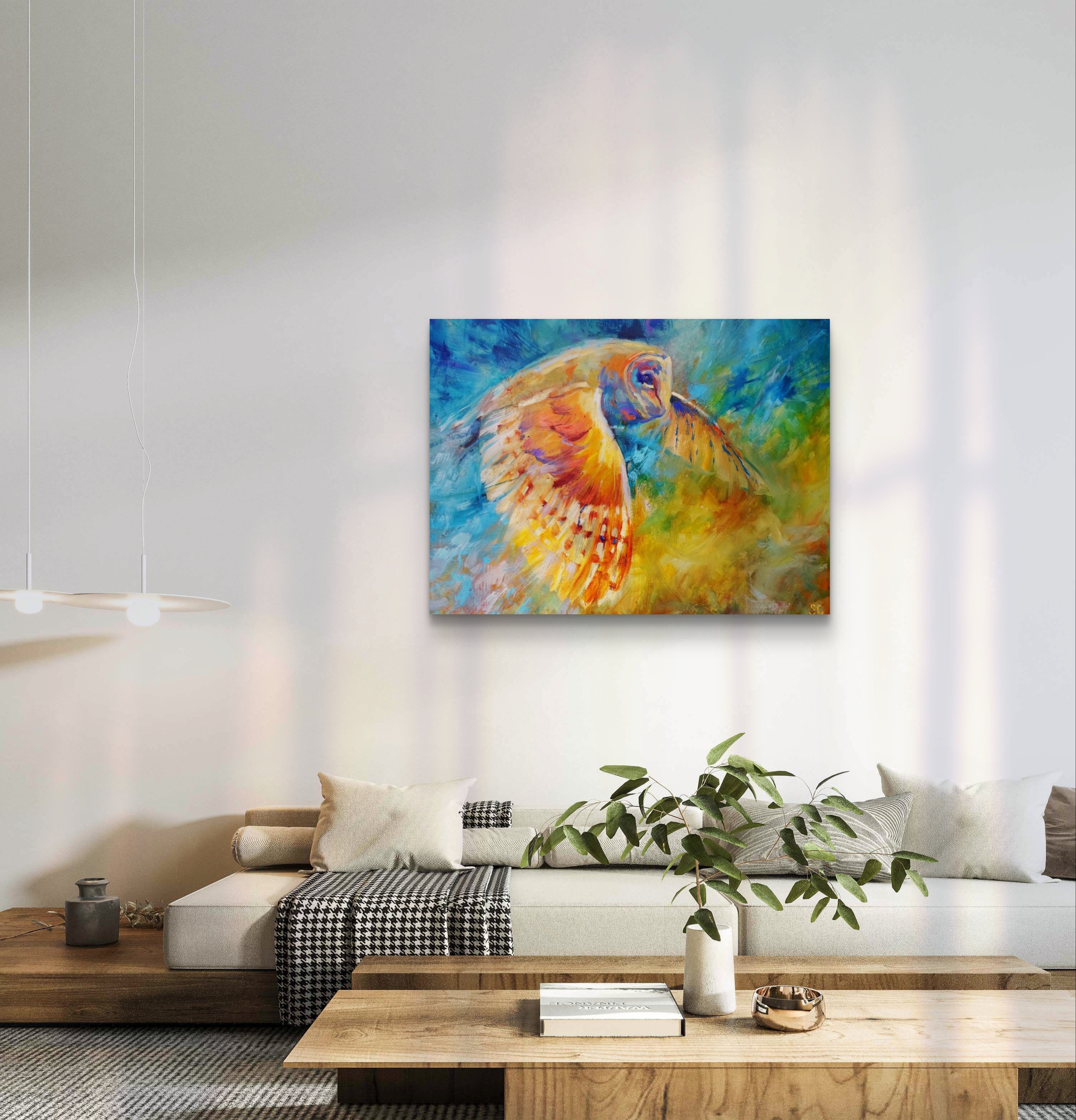 Air Disturbance - Owl in Flight Canvas