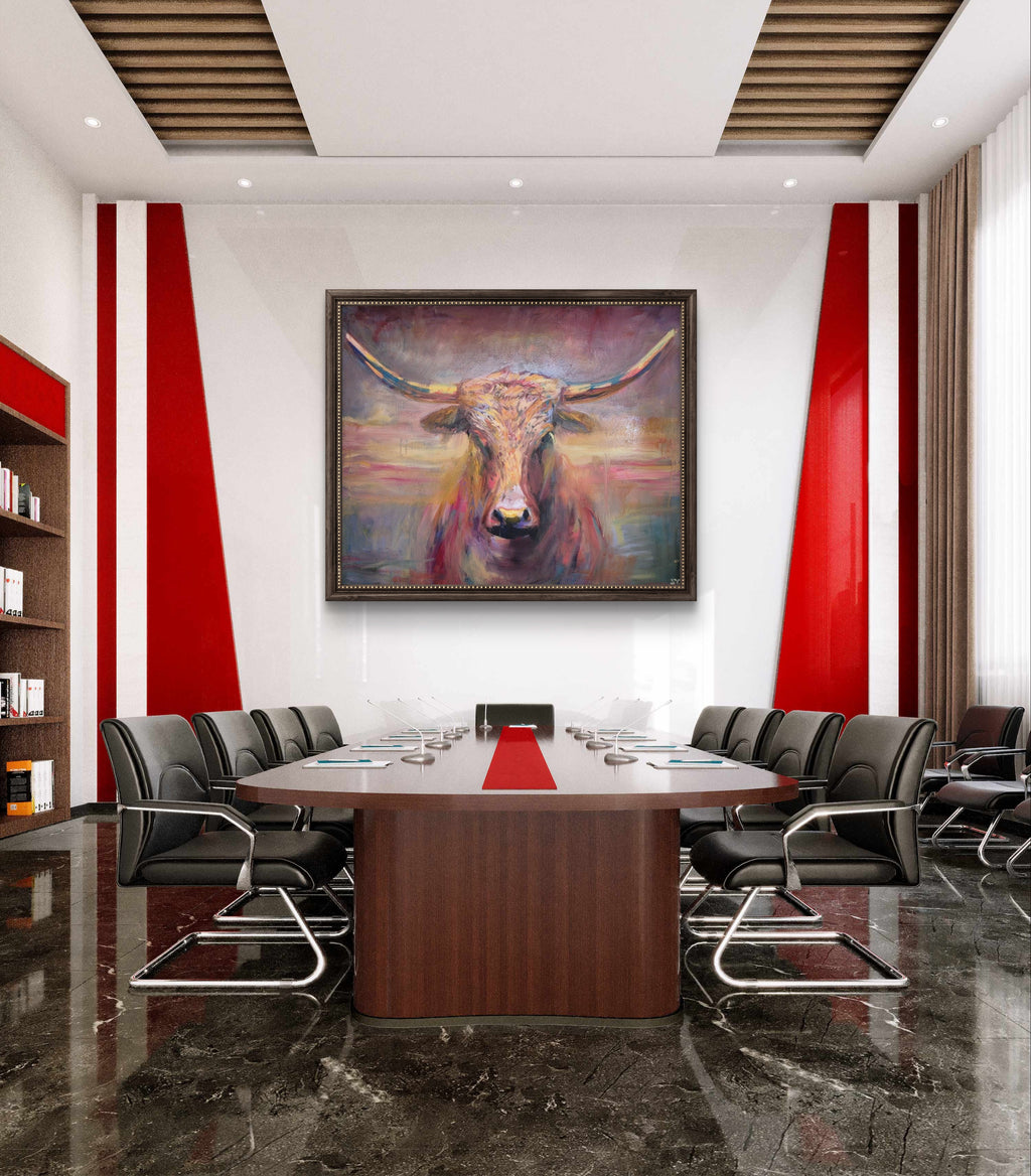 'Maverick' Original Texas Longhorn Oil Painting. 120 x 100 cm/50 x 40 "