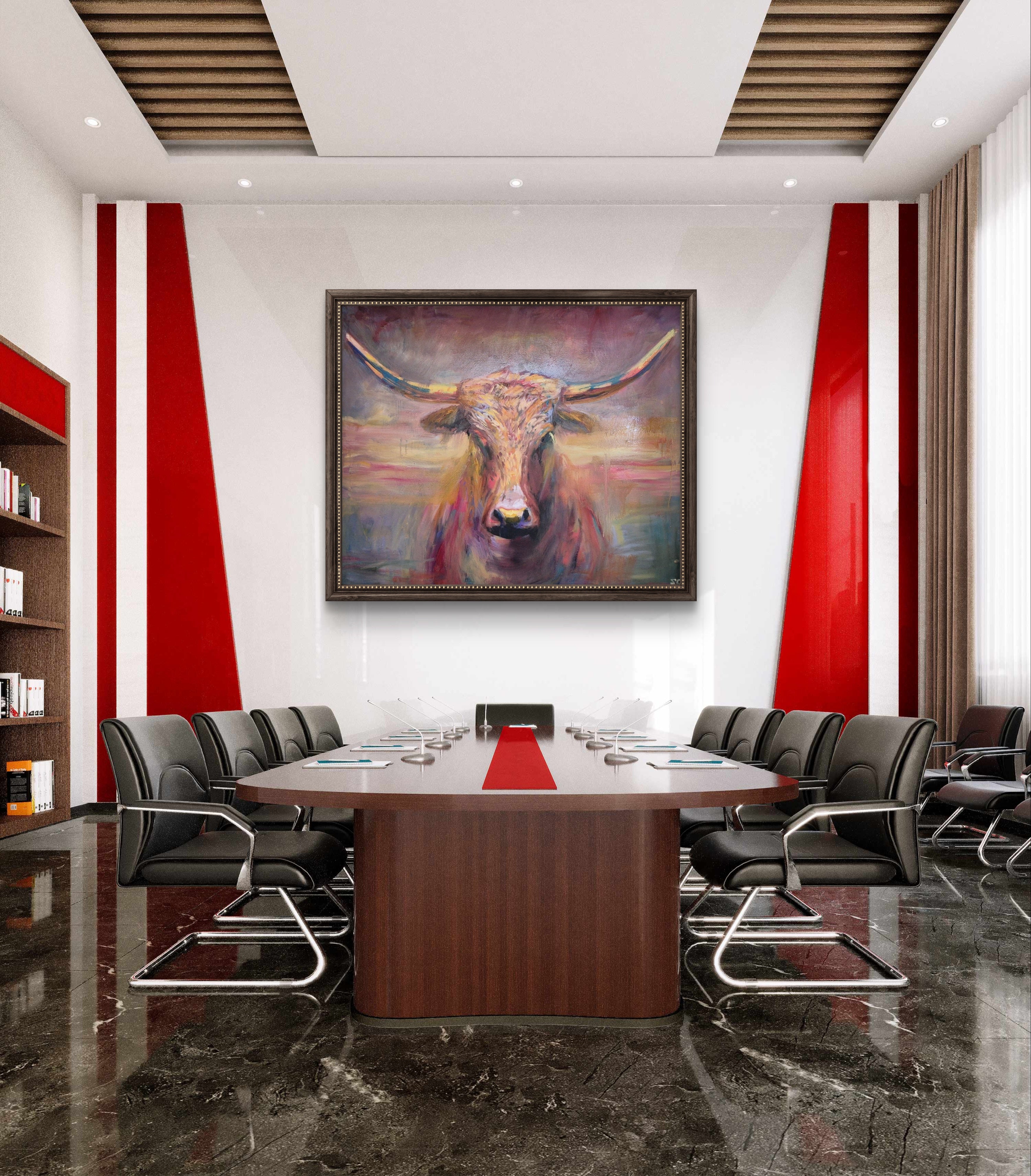 'Maverick' Original Texas Longhorn Oil Painting. 120 x 100 cm/50 x 40 "