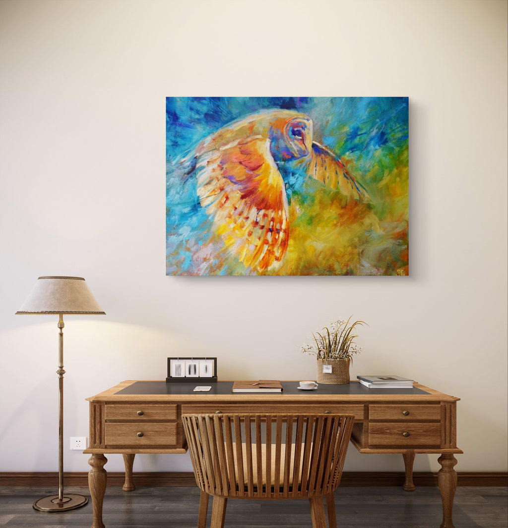Air Disturbance - Owl in Flight Canvas