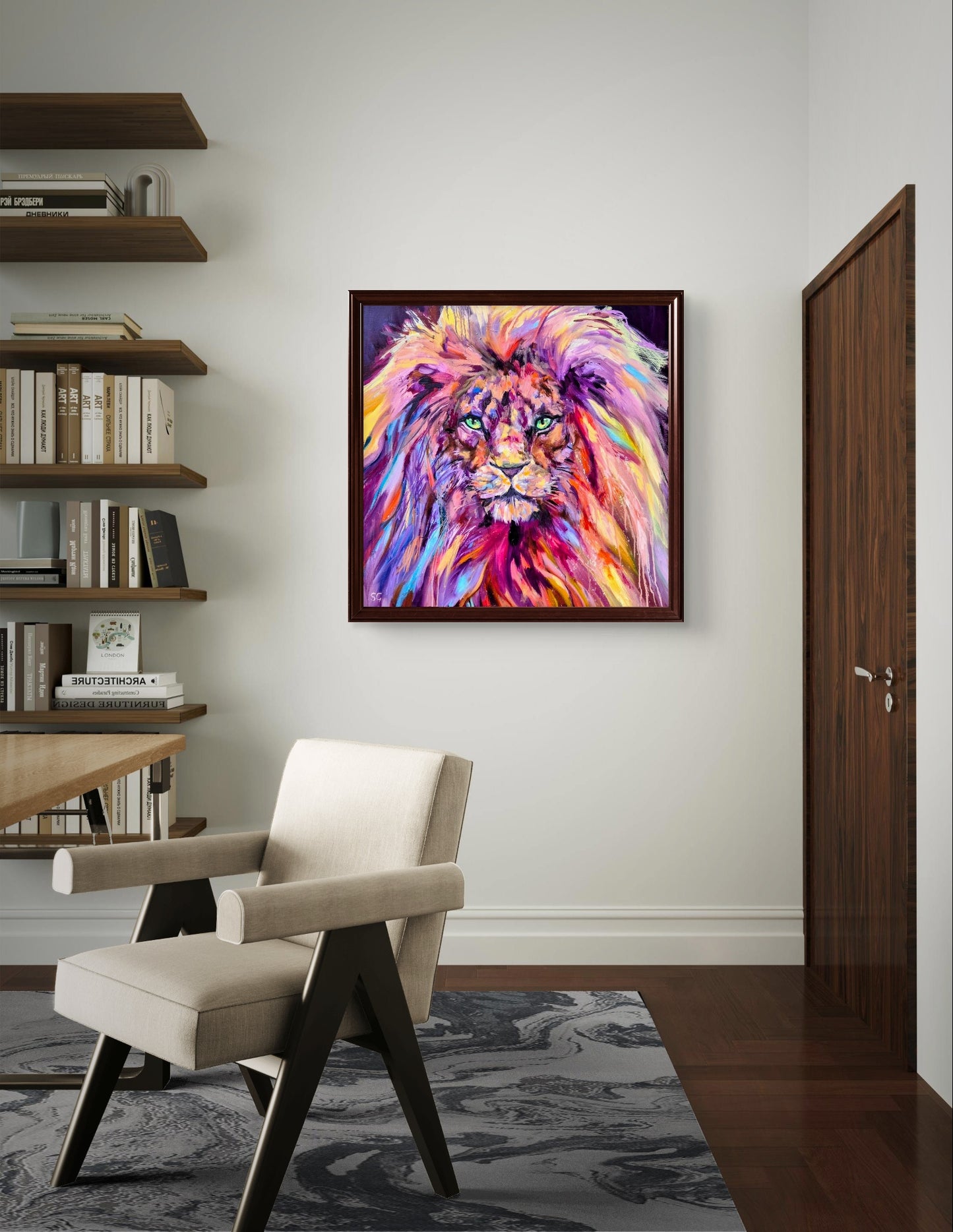 'Majestic Heart' - Original Lion Oil Painting 70 x 70 cm