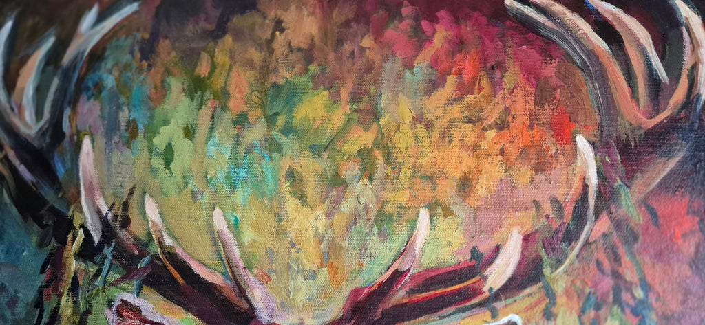 'Ashley' - Original Stag Painting 50 x 50 cm