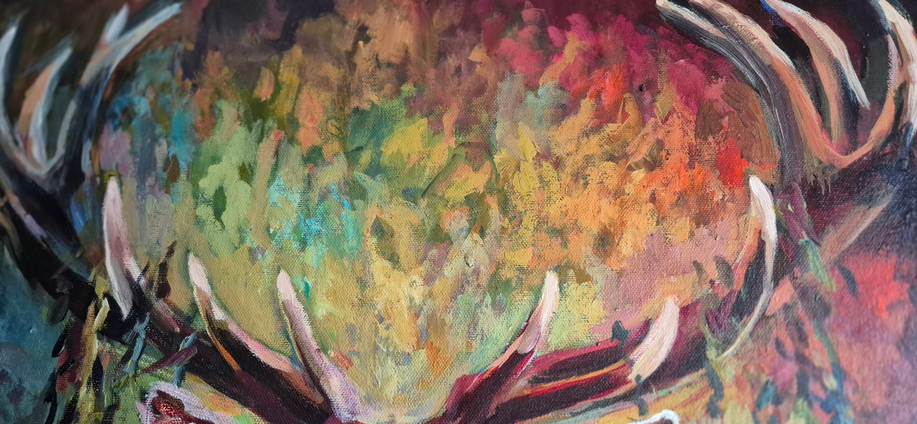 'Ashley' - Original Stag Painting 50 x 50 cm